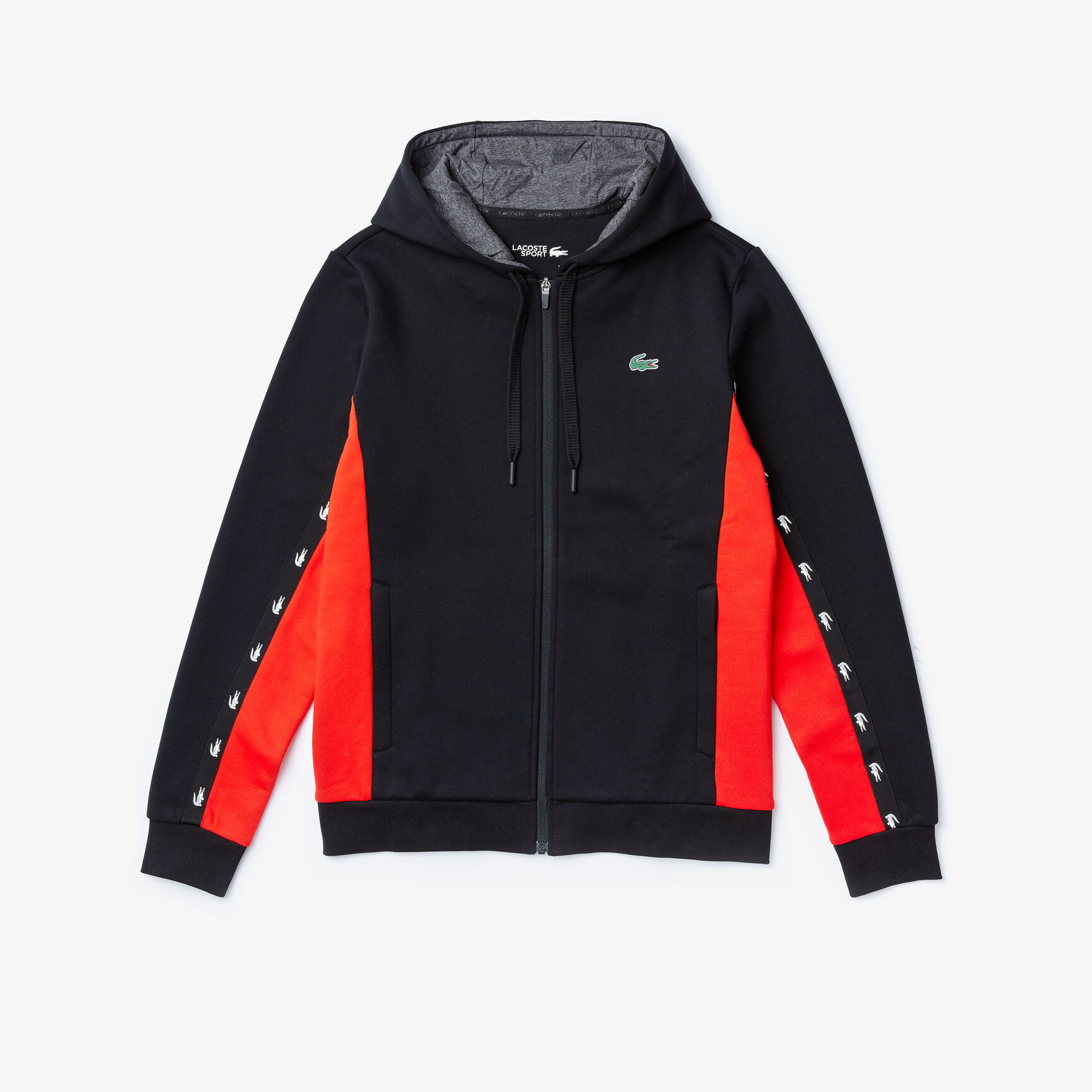 قميص ثقيل للرجال مصنوع من الصوف بلونين ومزود بغطاء رأس من مجموعة Lacoste SPORT قميص ثقيل للرجال مصنوع من الصوف بلونين ومزود بغطاء رأس من مجموعة Lacoste SPORT