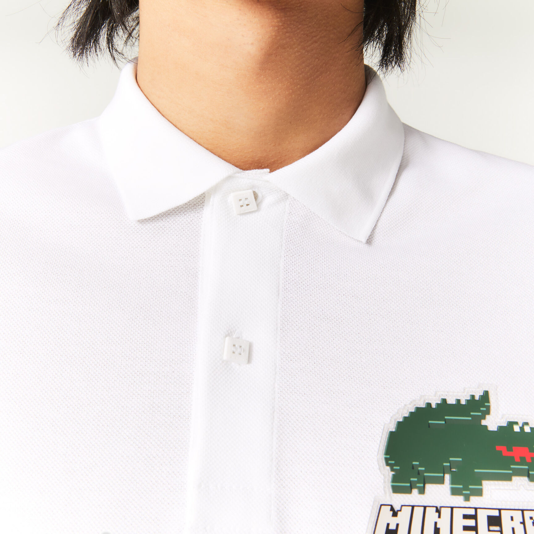 تيشيرت بولو قطن عضوي بقصة كلاسيكية للجنسين مجموعة Lacoste x Minecraft
