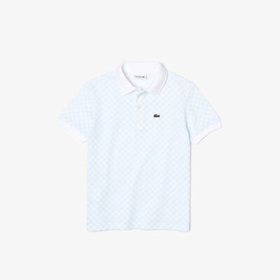 Boys’ Lacoste Checkerboard Print Cotton Piqué Polo Shirt