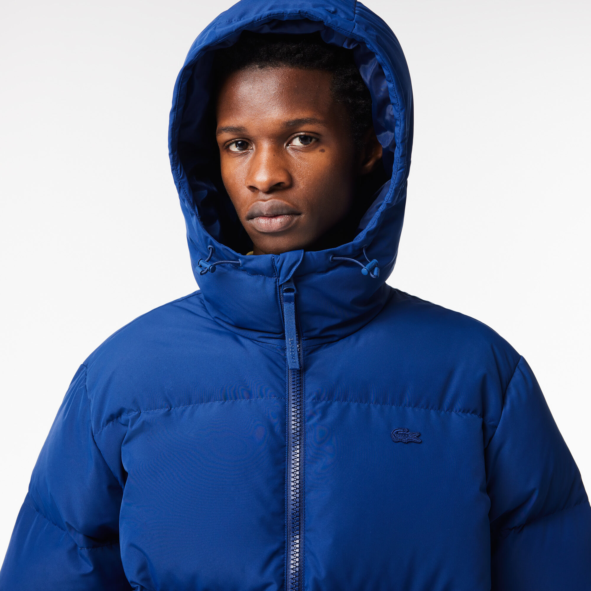 Men's short hooded zippered quilted cotton twill jacket sale