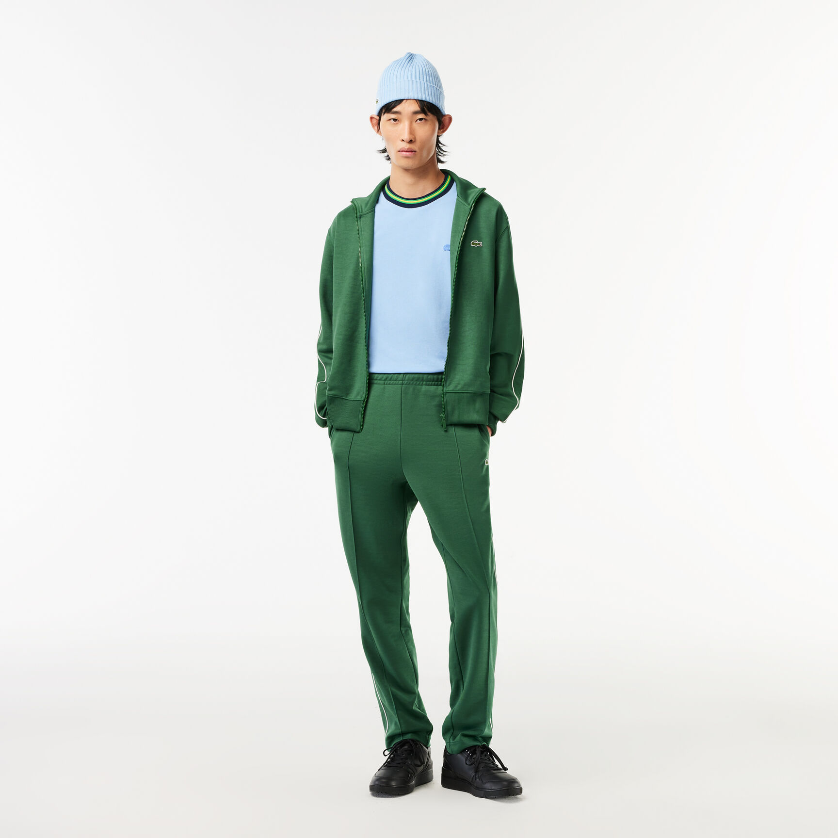 Stripe Collar Stretch Pique T-shirt