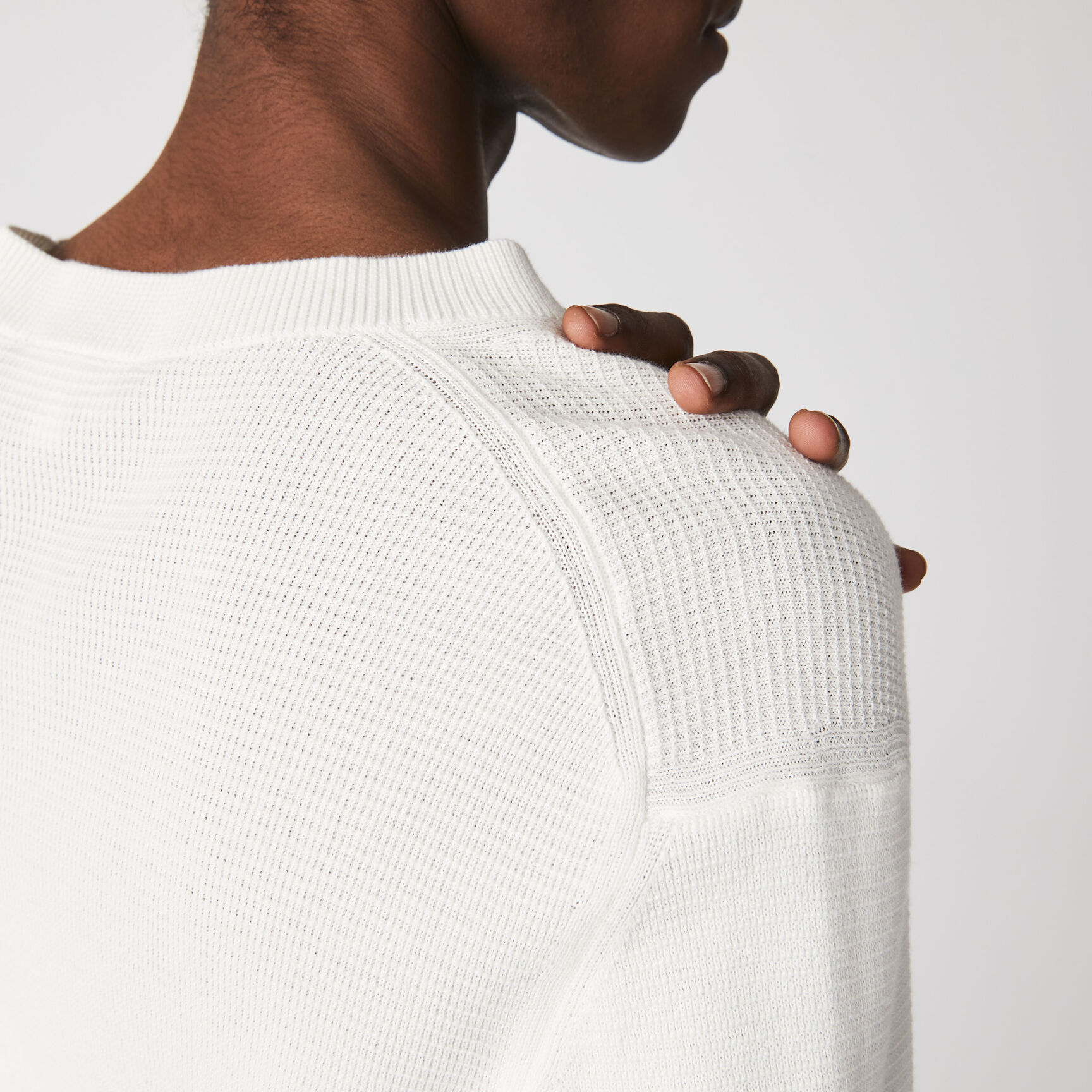 Men's Crew Neck Flecked Cotton Knit Sweater