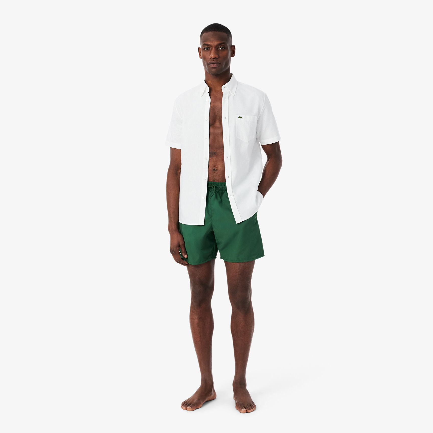 Mid Length Monochrome Swim Trunks