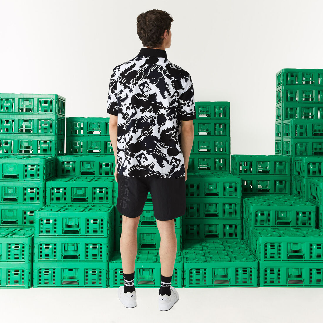 Men's Lacoste x Minecraft Print Organic Cotton Polo Shirt Men's Lacoste x Minecraft Print Organic Cotton Polo Shirt