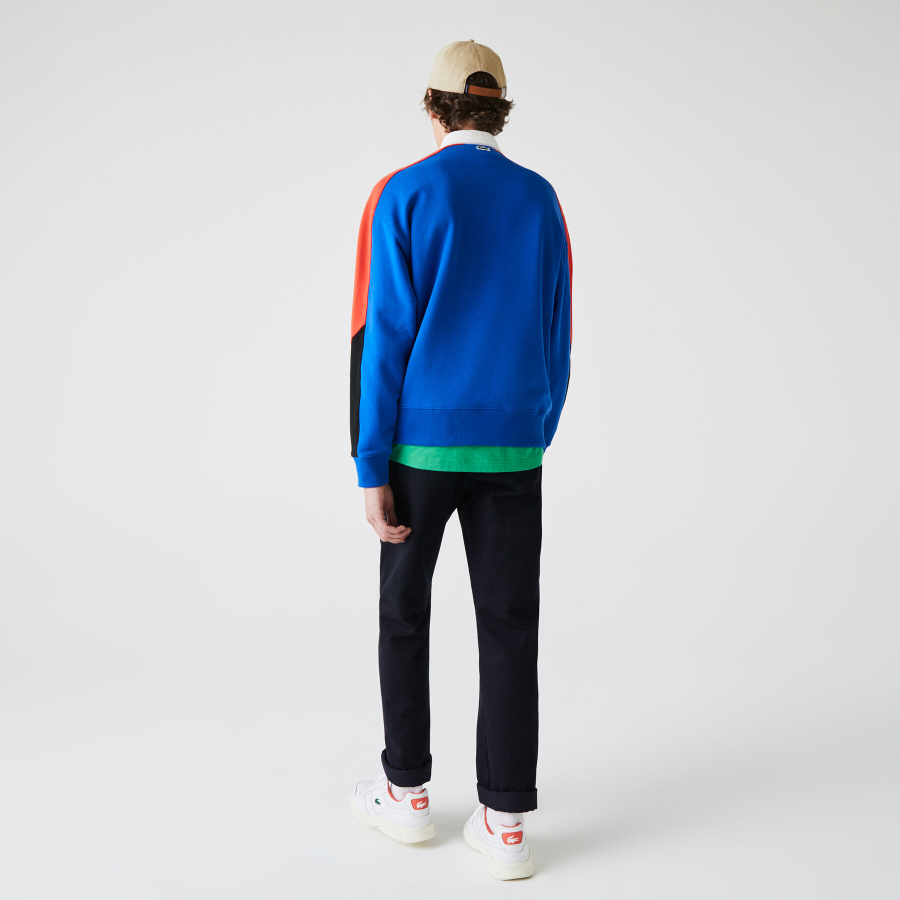 لاكوست سويت شيرت بولو صوف مع كتل لونية مجموعة lacoste live للرجال