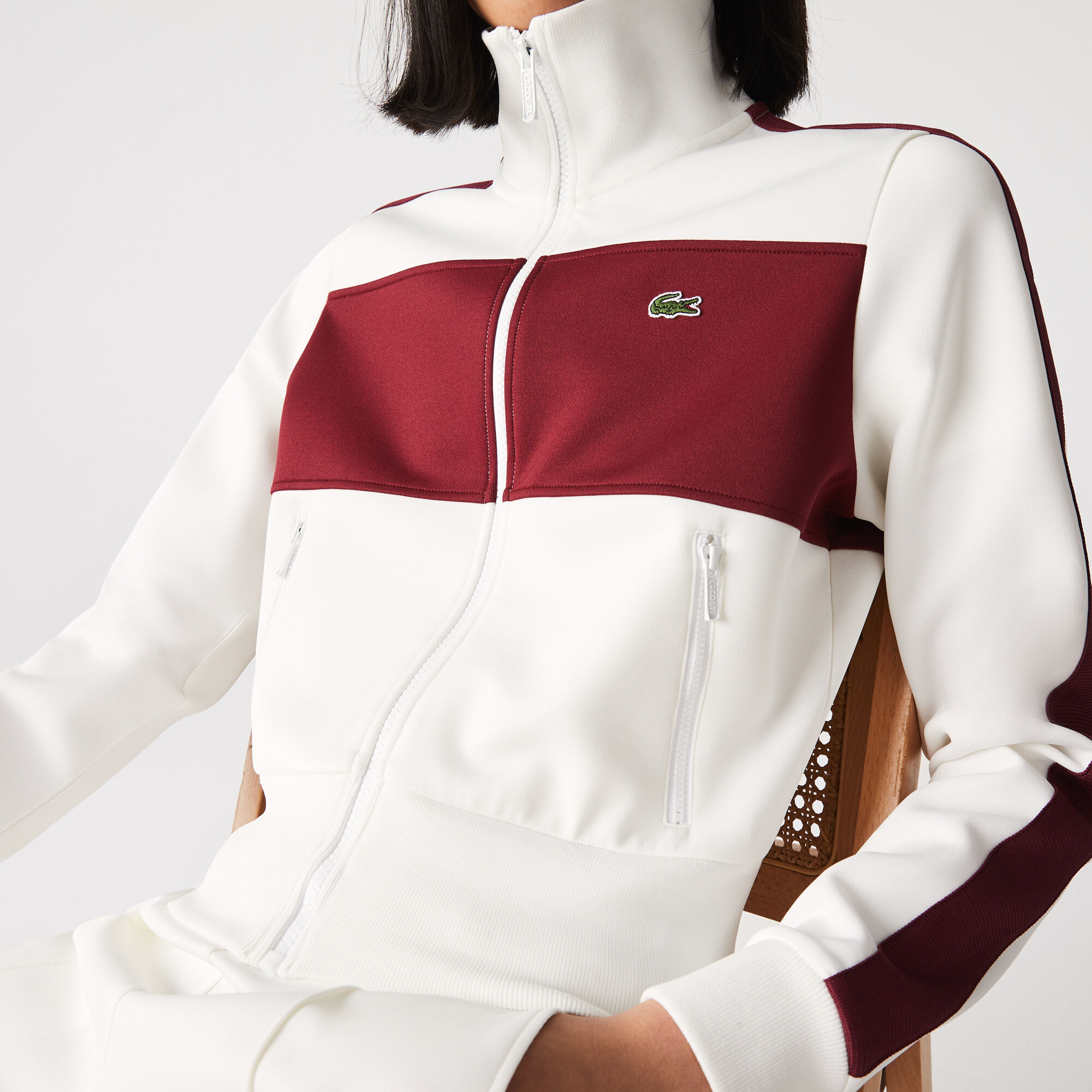 Buy Women s Heritage High Neck Colour block Zip Tracksuit Jacket Lacoste SA