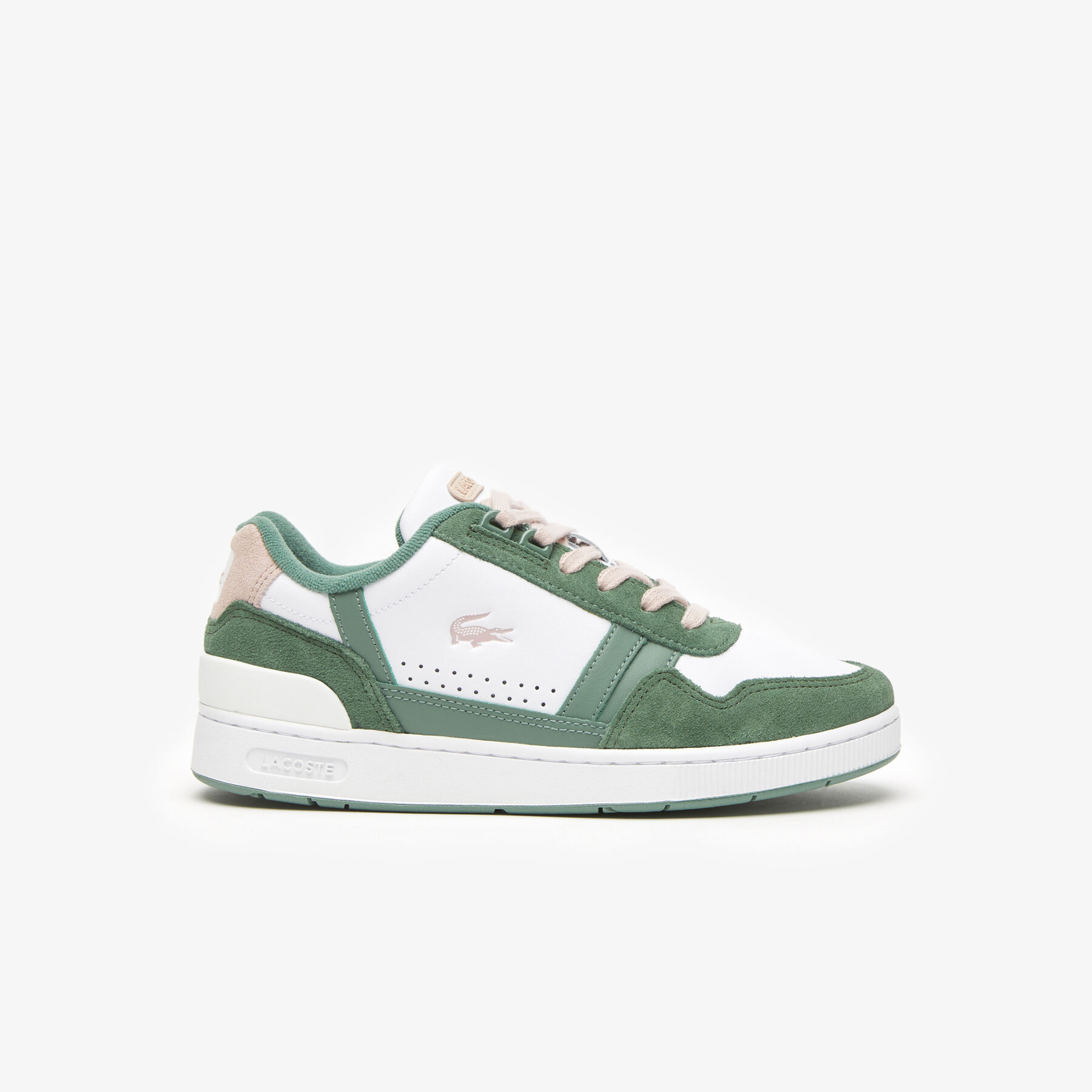 Women's Lacoste T-Clip Leather Colour Contrast Trainers women s lacoste t clip leather colour contrast trainers