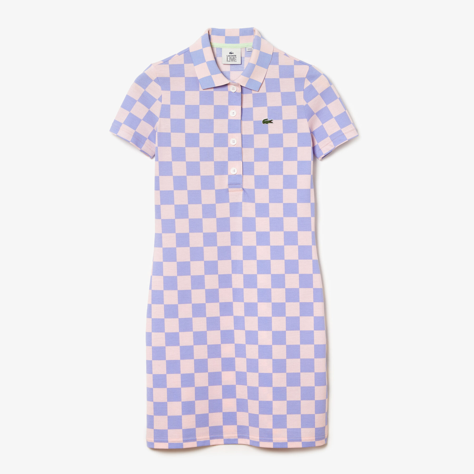Women’s Lacoste LIVE Checkerboard Pattern Cotton Piqué Polo Dress women s lacoste live checkerboard pattern cotton piqu polo dress