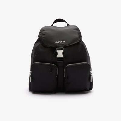 Unisex Lacoste Branded Nylon Flap Backpack