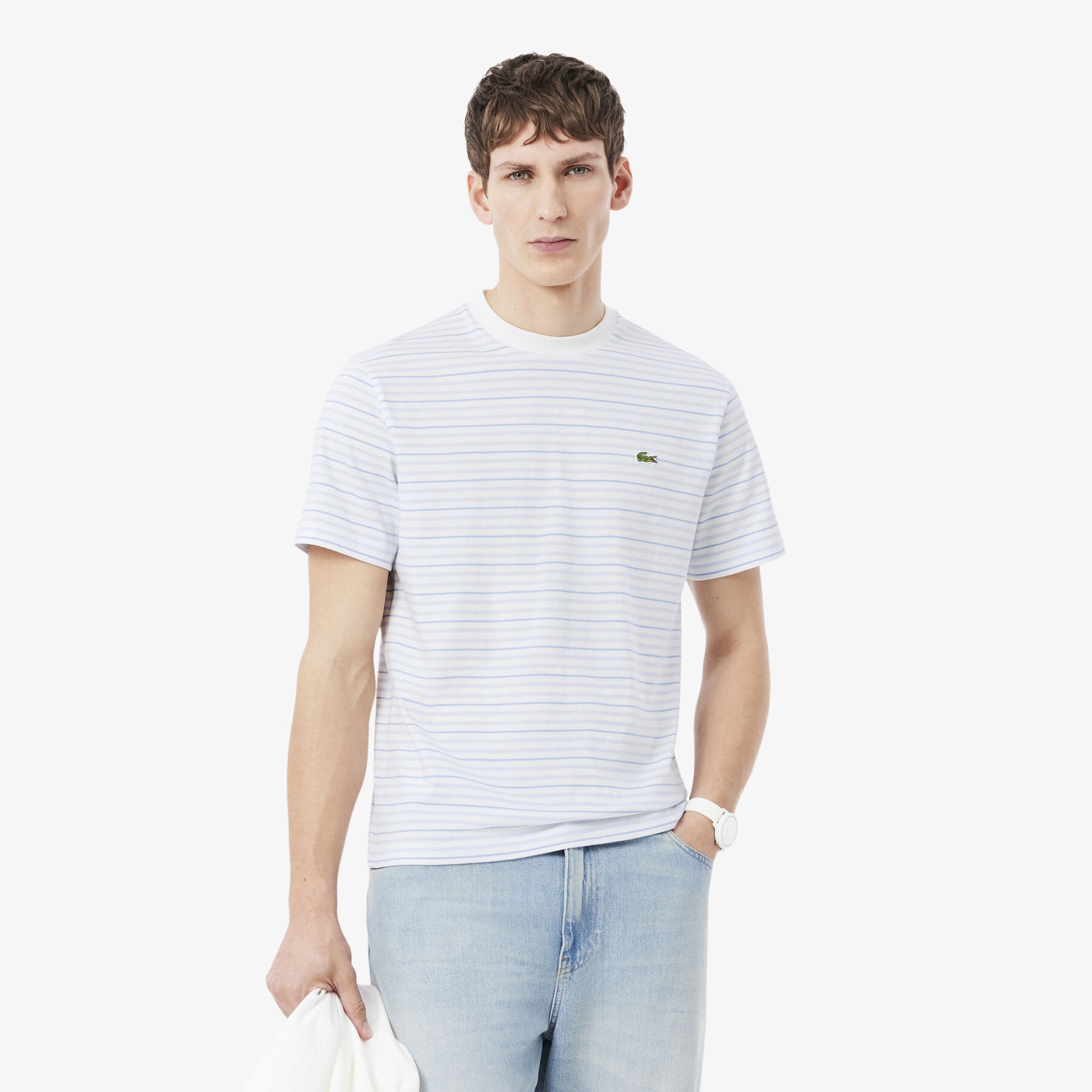 lacoste striped cotton t shirt