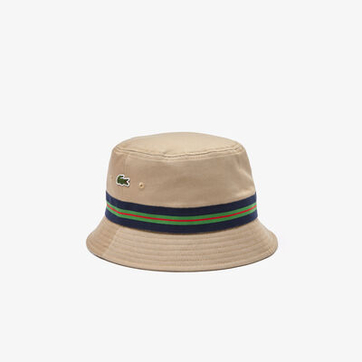 Unisex Lacoste Organic Cotton Stripe Band Bucket Hat
