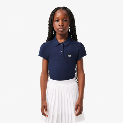 Scalloped Collar Mini Pique Polo Shirt