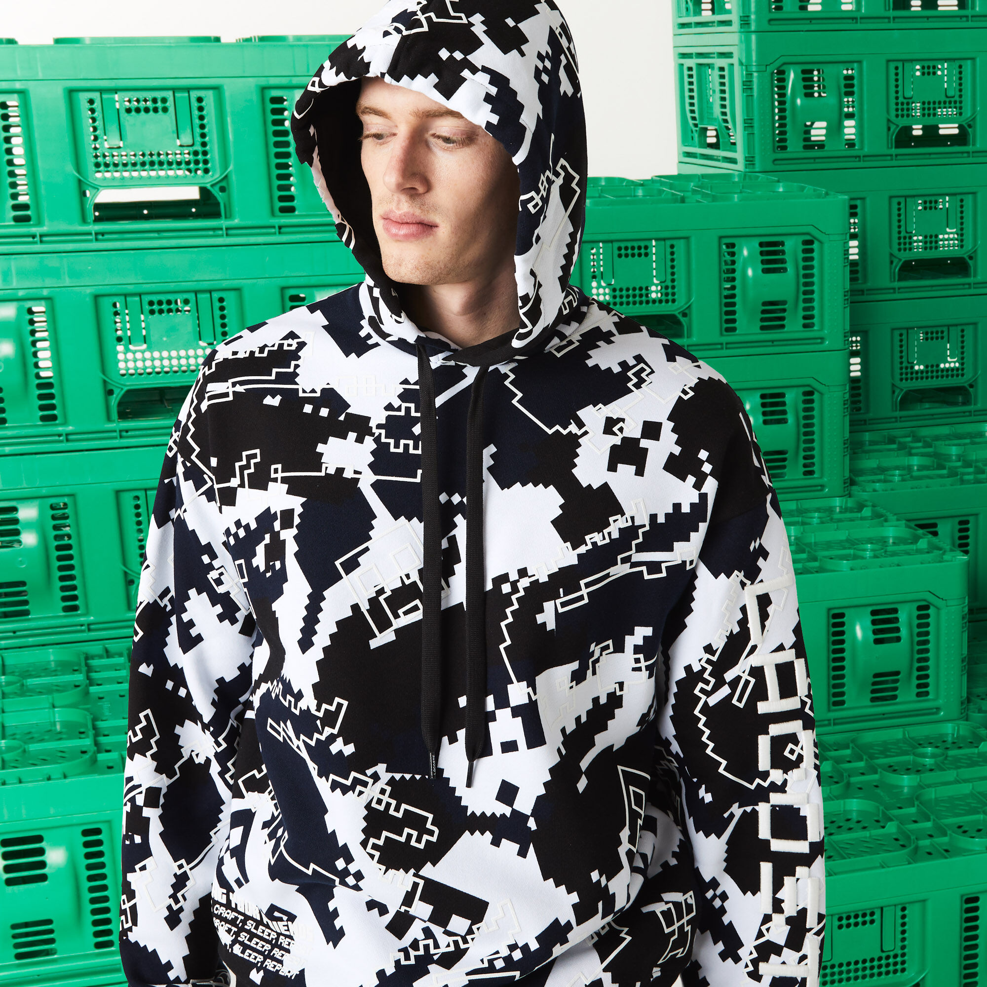 Buy Men s Lacoste x Minecraft Print Organic Cotton Sweatshirt Lacoste SA