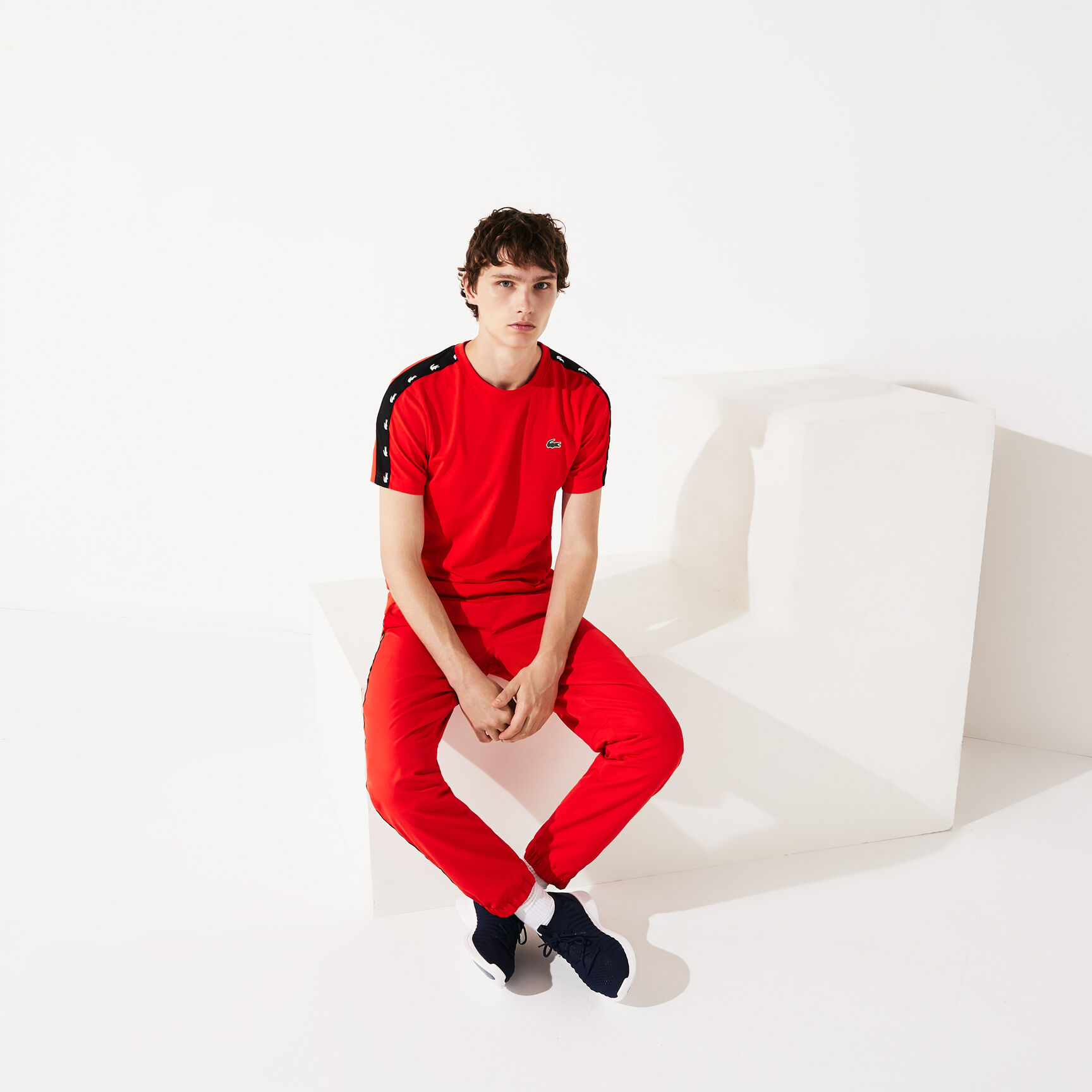 Men's Lacoste SPORT Crocodile Striped Breathable Piqué T-shirt Men's Lacoste SPORT Crocodile Striped Breathable Piqué T-shirt