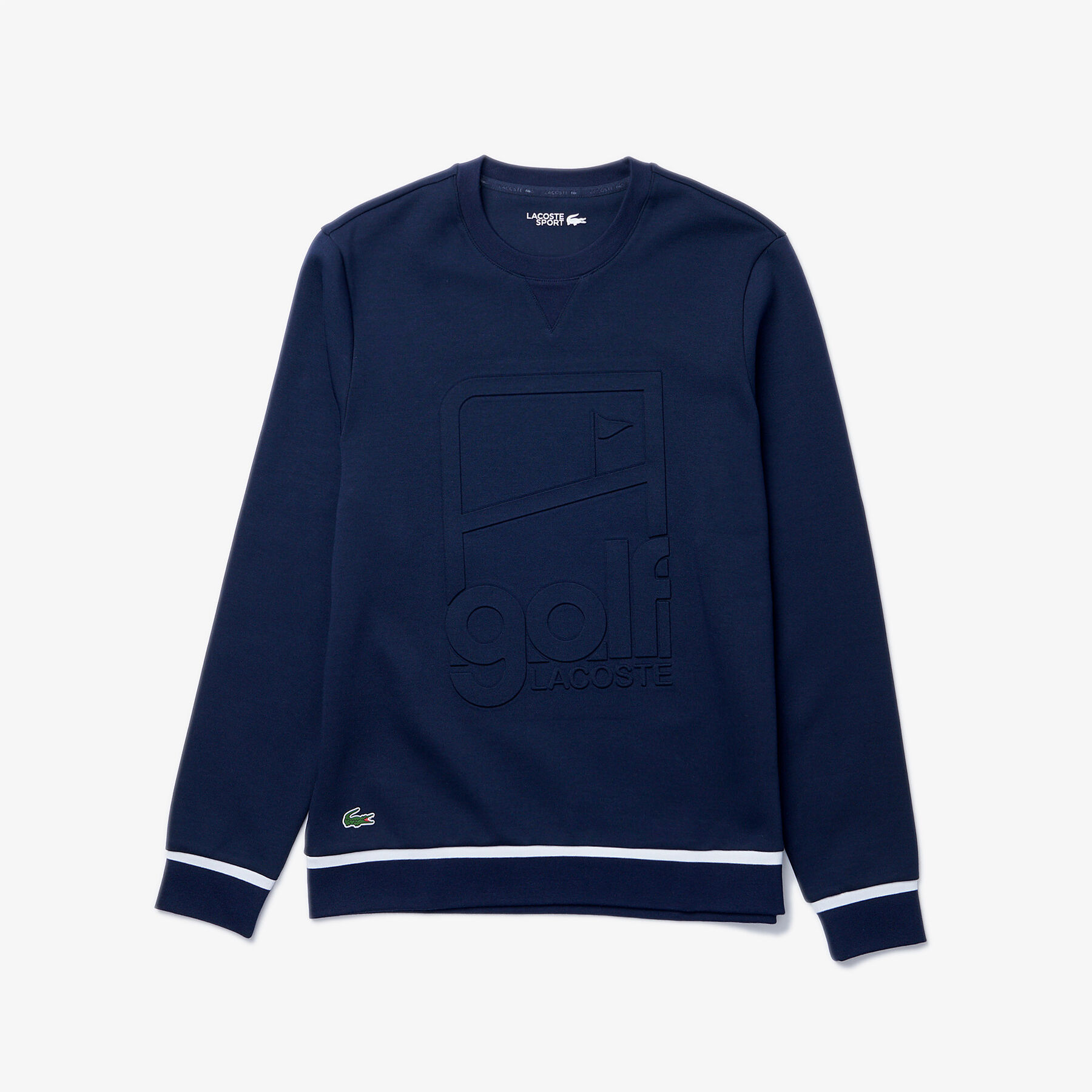لاكوست سويت شيرت للجولف مع طباعة رسومية وفتحة رقبة مستديرة مجموعة lacoste sport للرجال