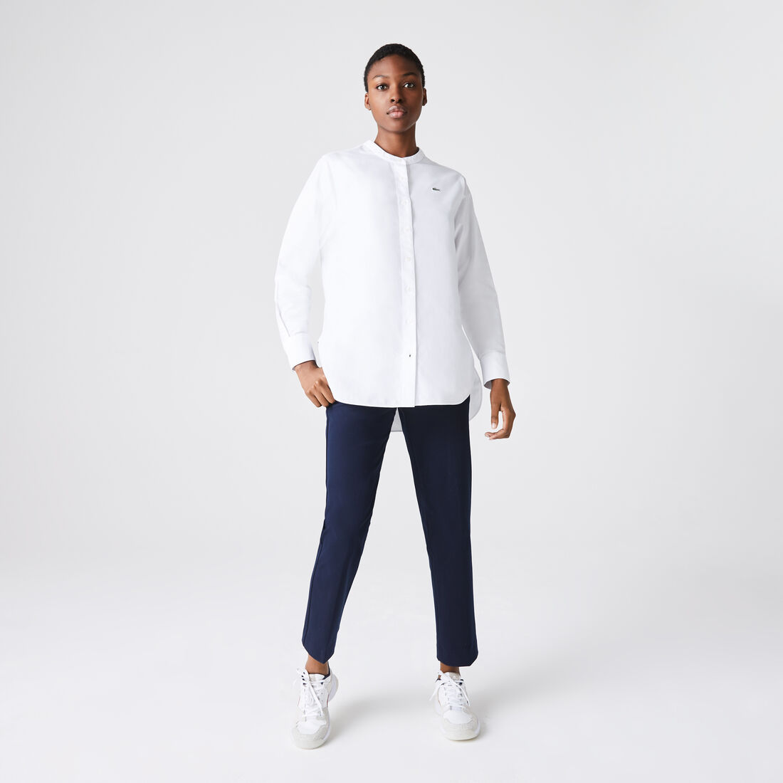 Women’s Regular Fit Mandarin Collar Oxford Cotton Shirt Women’s Regular Fit Mandarin Collar Oxford Cotton Shirt