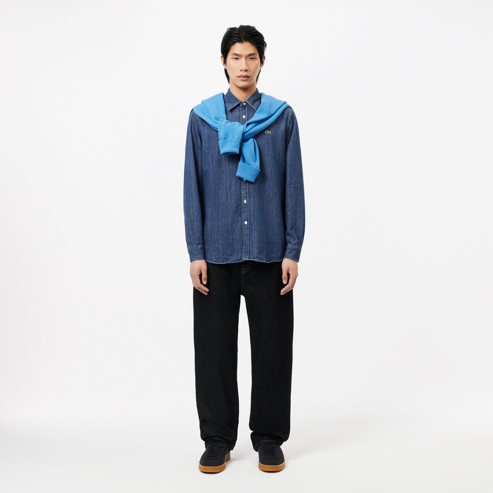 قميص لاكوست دينم قطن عضوي بقصة عادية للرجال قميص لاكوست دينم قطن عضوي بقصة عادية للرجال