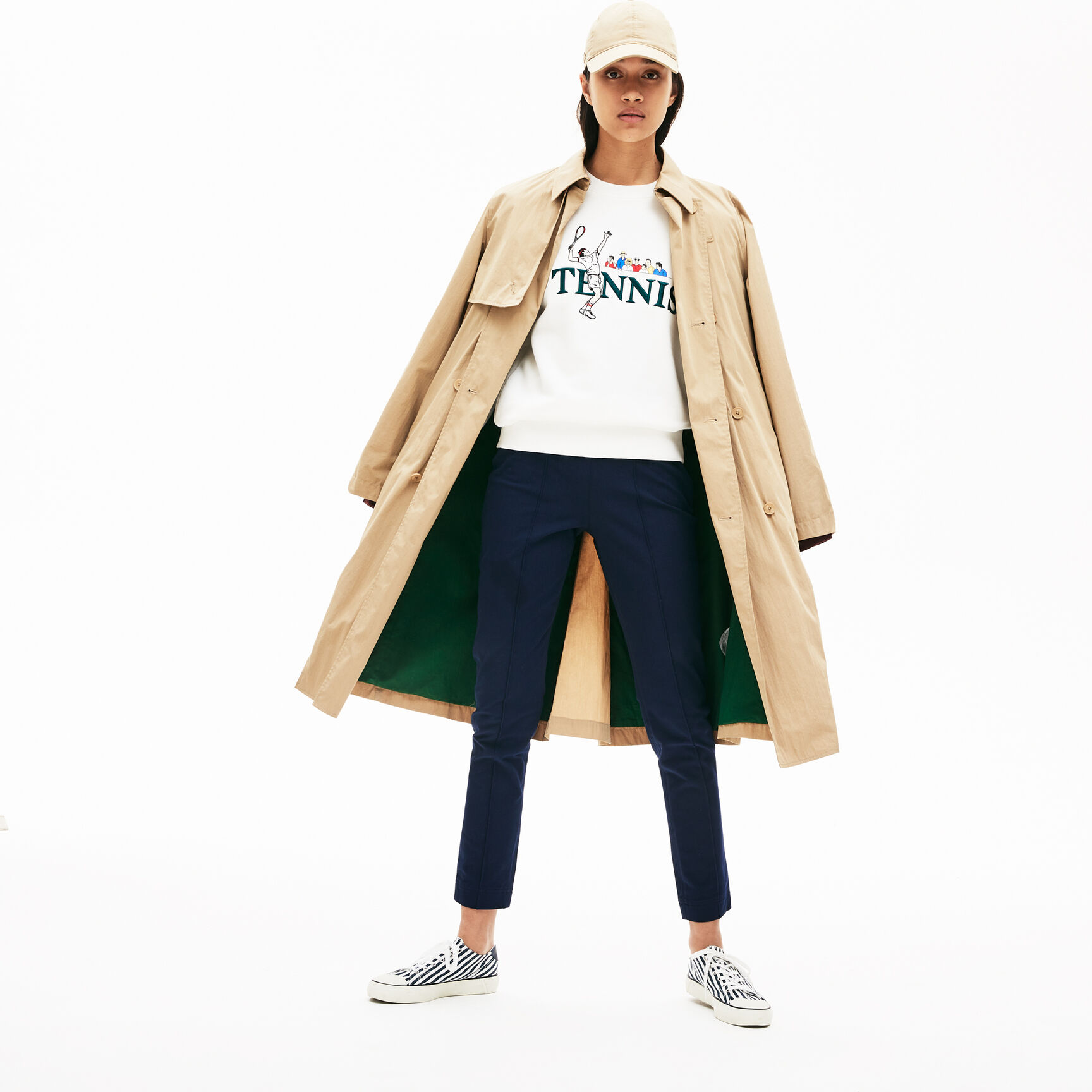 سروال ضيق من القطن المرن مزدان بطيات أنيقة للسيدات سروال ضيق من القطن المرن مزدان بطيات أنيقة للسيدات