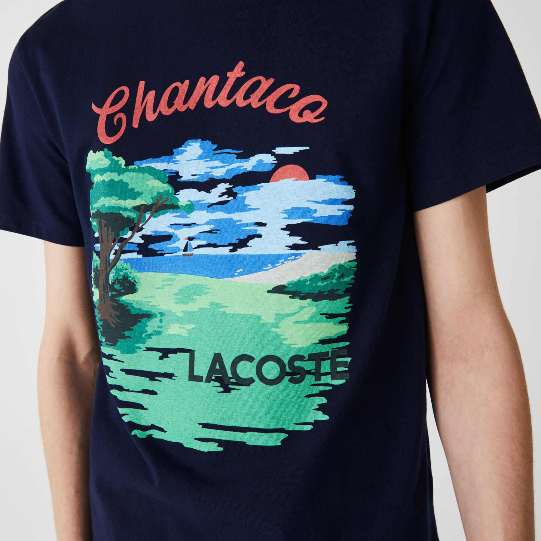 lacoste men s crew neck landscape print cotton t shirt