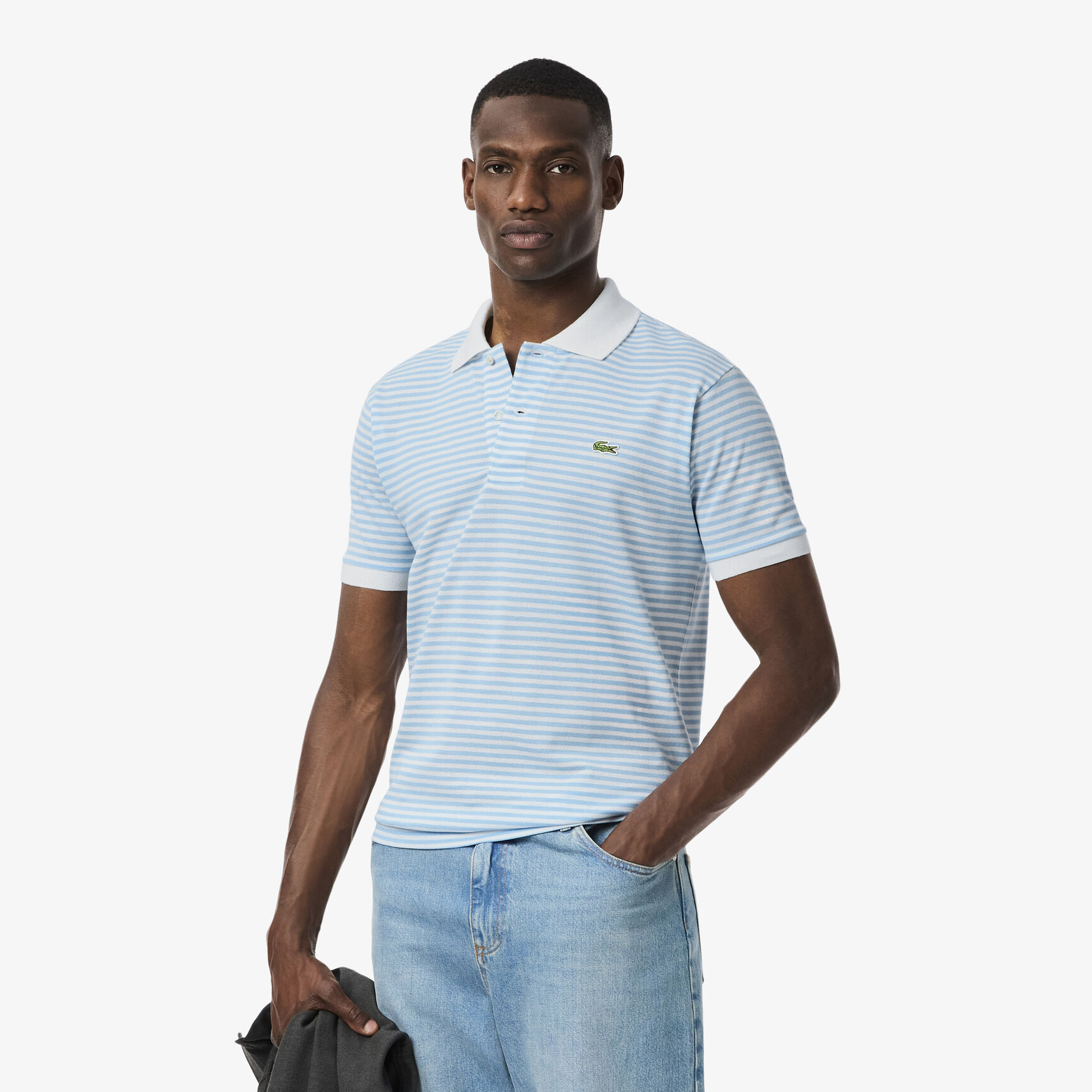 Classic Fit L.12.12 Striped Petit Pique Polo Shirt Classic Fit L.12.12 Striped Petit Pique Polo Shirt