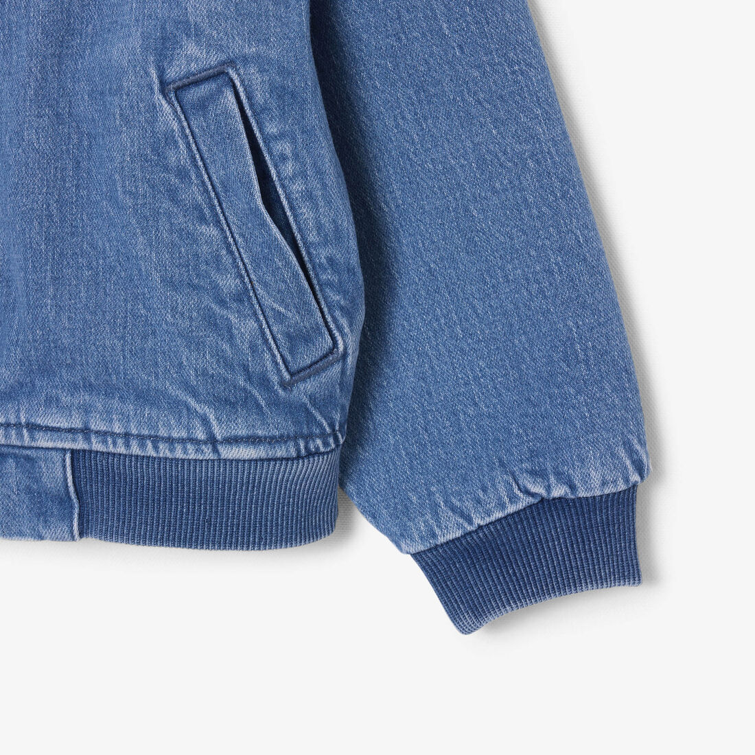 Padded Badge Accent Denim Bomber Jacket lacoste padded badge accent denim bomber jacket