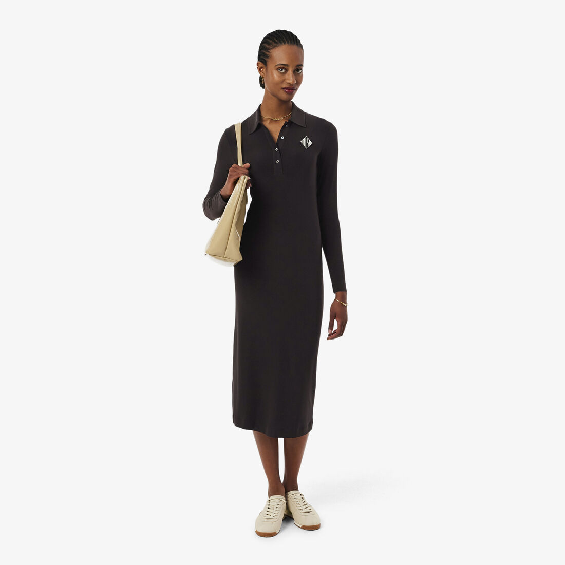 فستان بولو ضيق مزين بشعار الماركة فستان بولو ضيق مزين بشعار الماركة