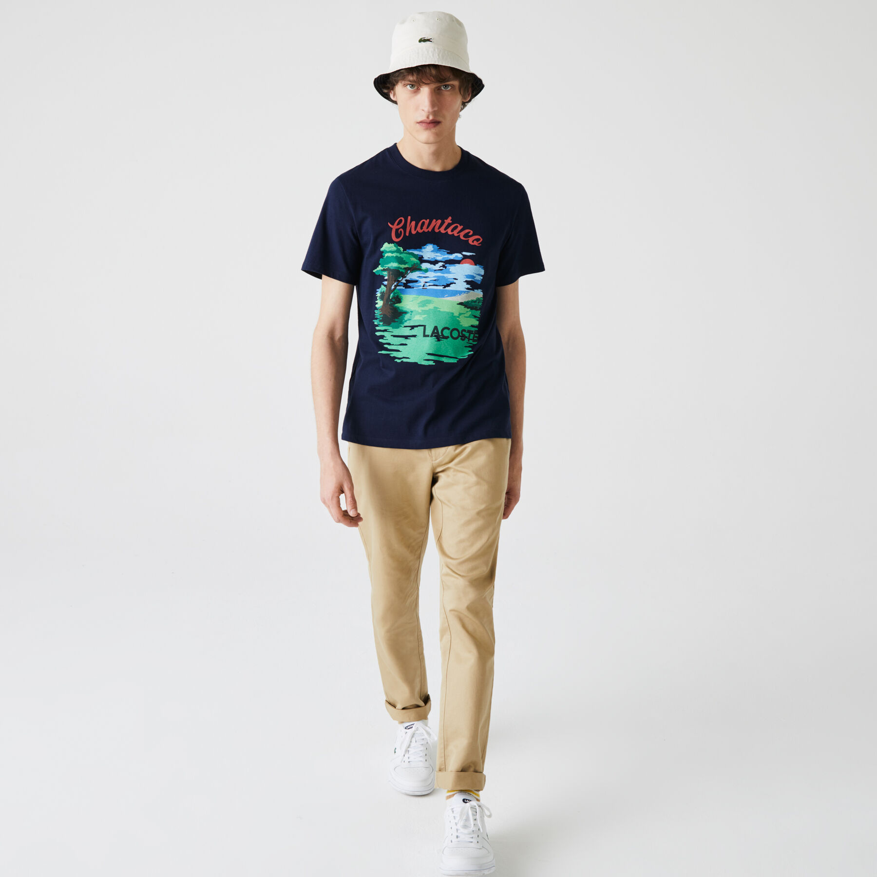 lacoste men s crew neck landscape print cotton t shirt