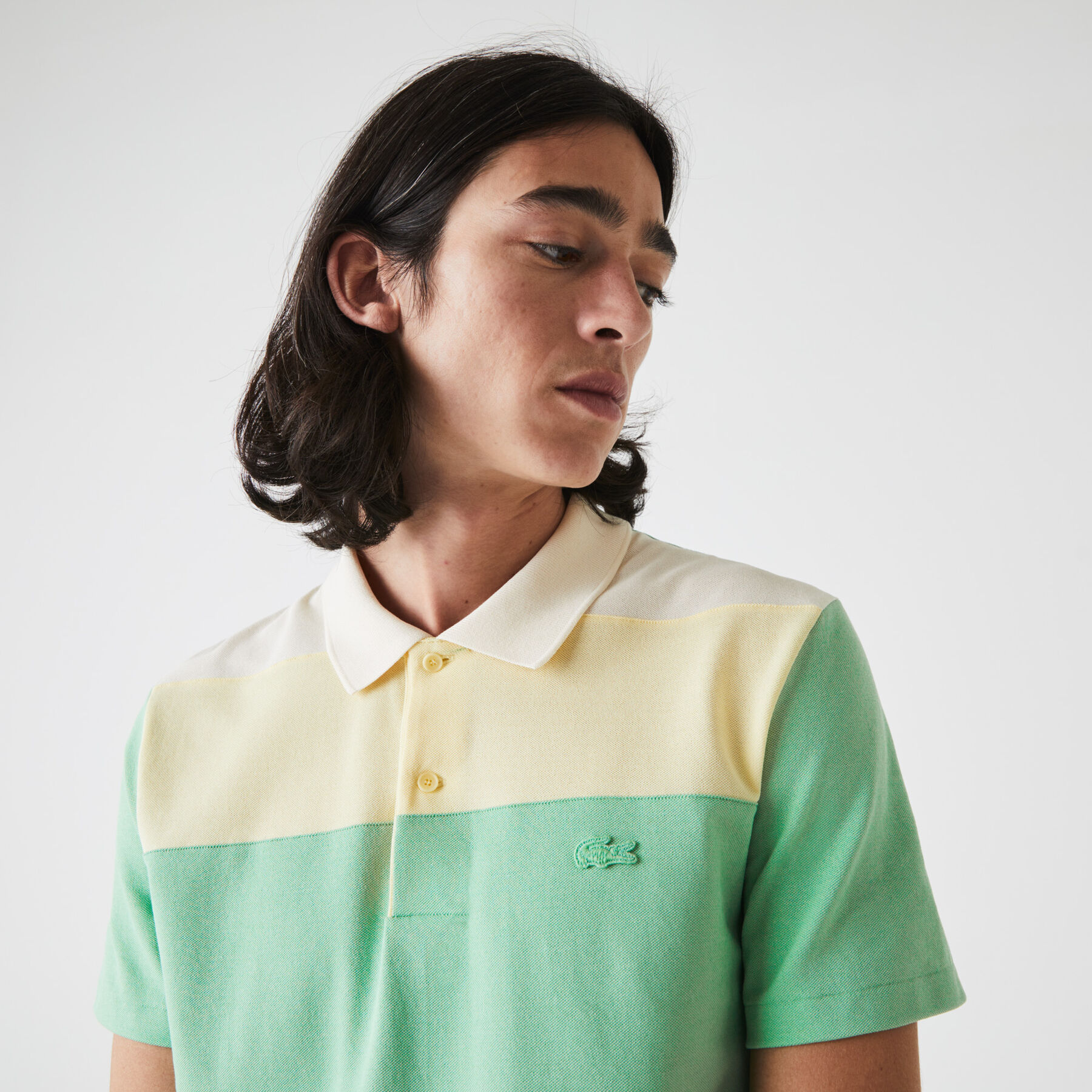 men s lacoste regular fit fresh colorblock cotton piqu  polo