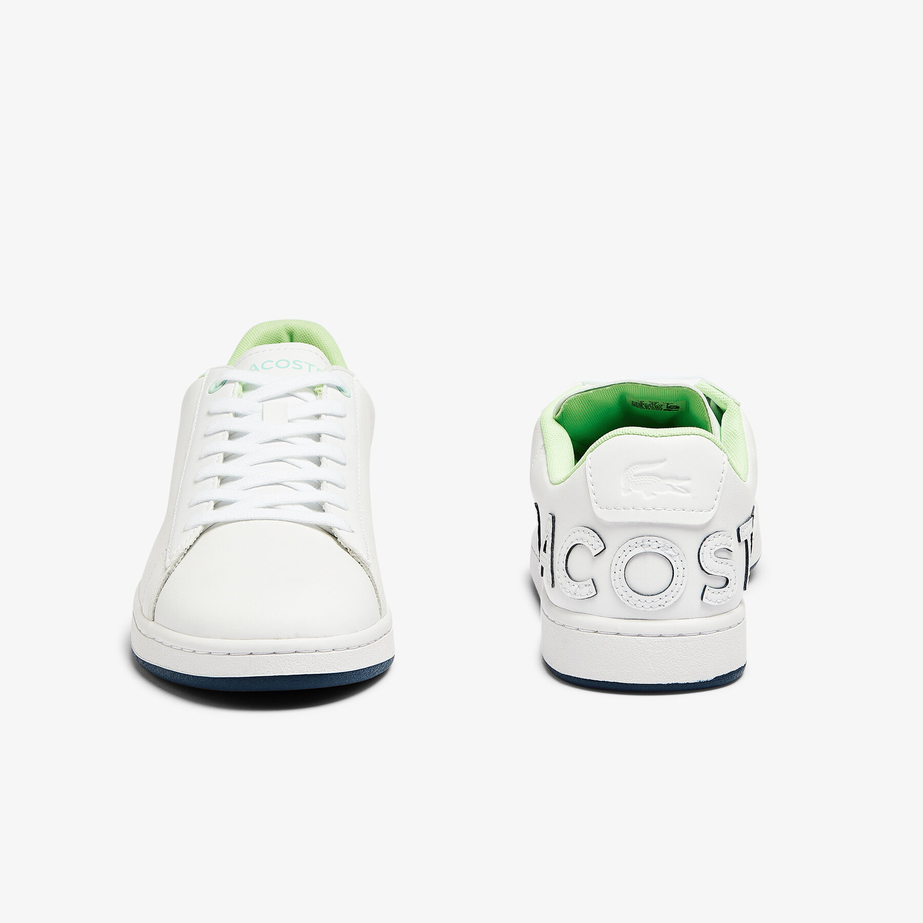 lacoste men s carnaby evo leather and citrus accent trainers