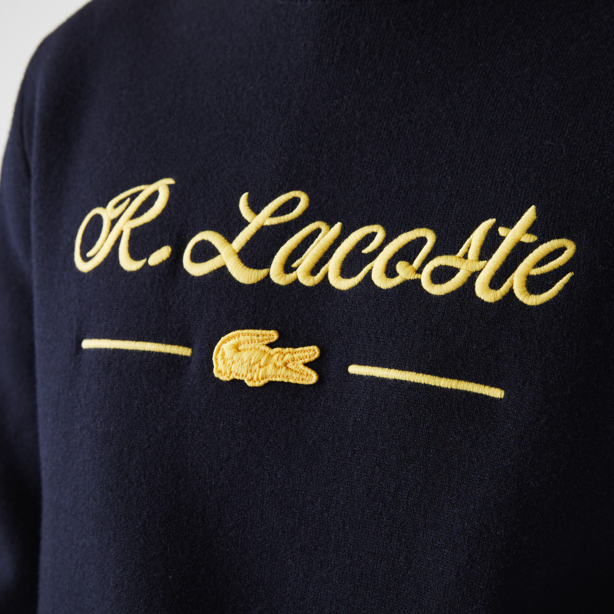 Buy Men s Crew Neck Embroidered Lettered Wool And Cotton Sweater Lacoste SA