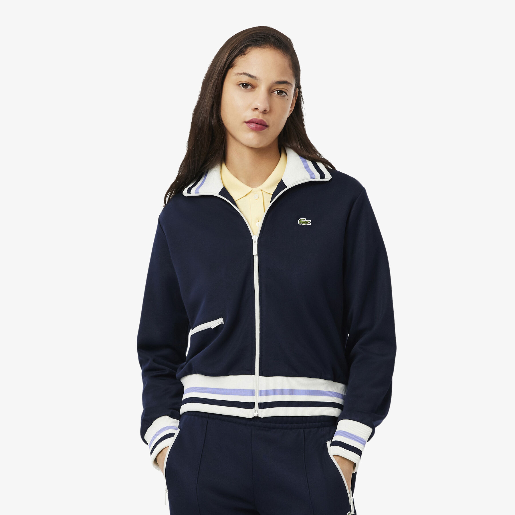 Zipped Stripe Accent Sweatshirt Zipped Stripe Accent Sweatshirt