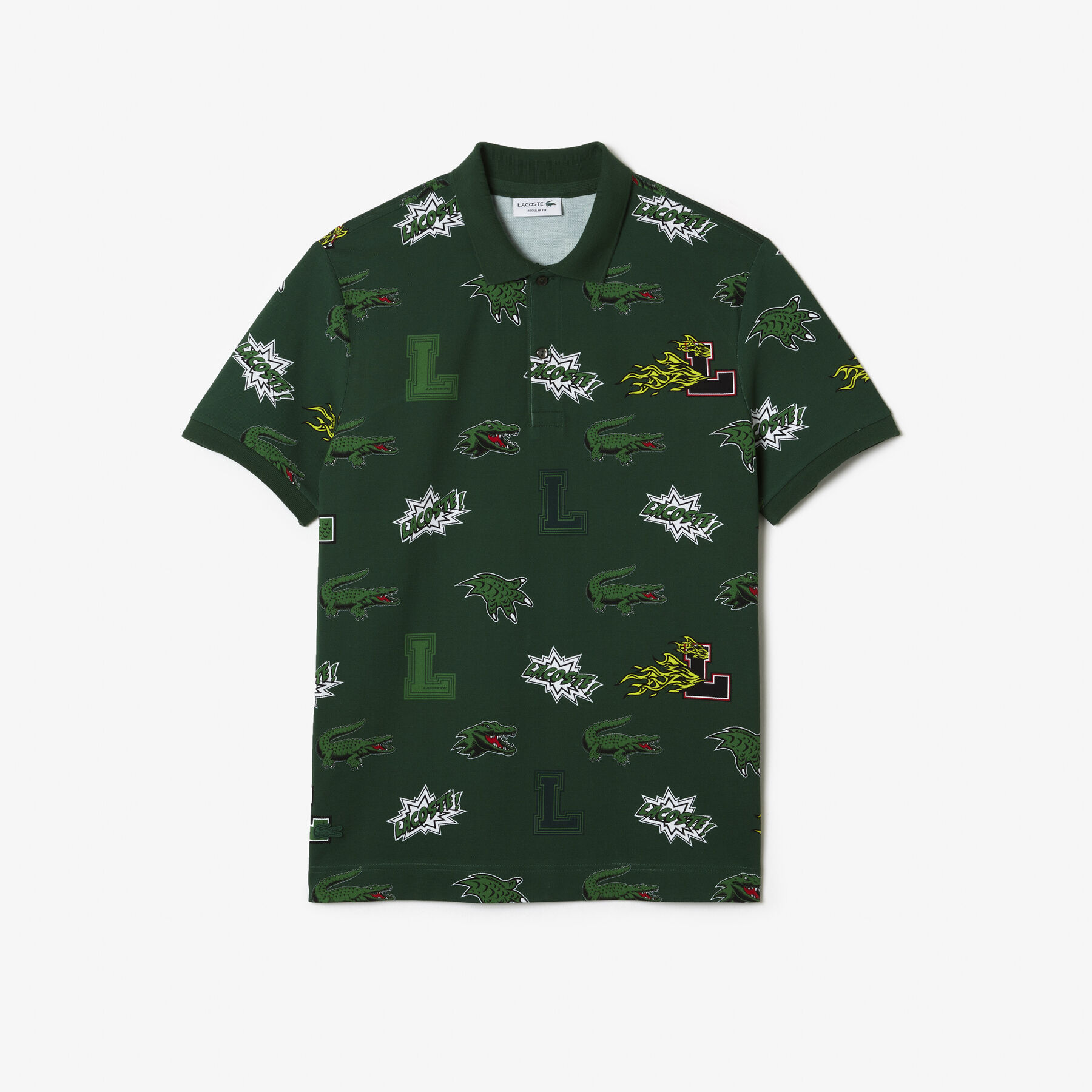 lacoste men s holiday regular fit crocodile print polo