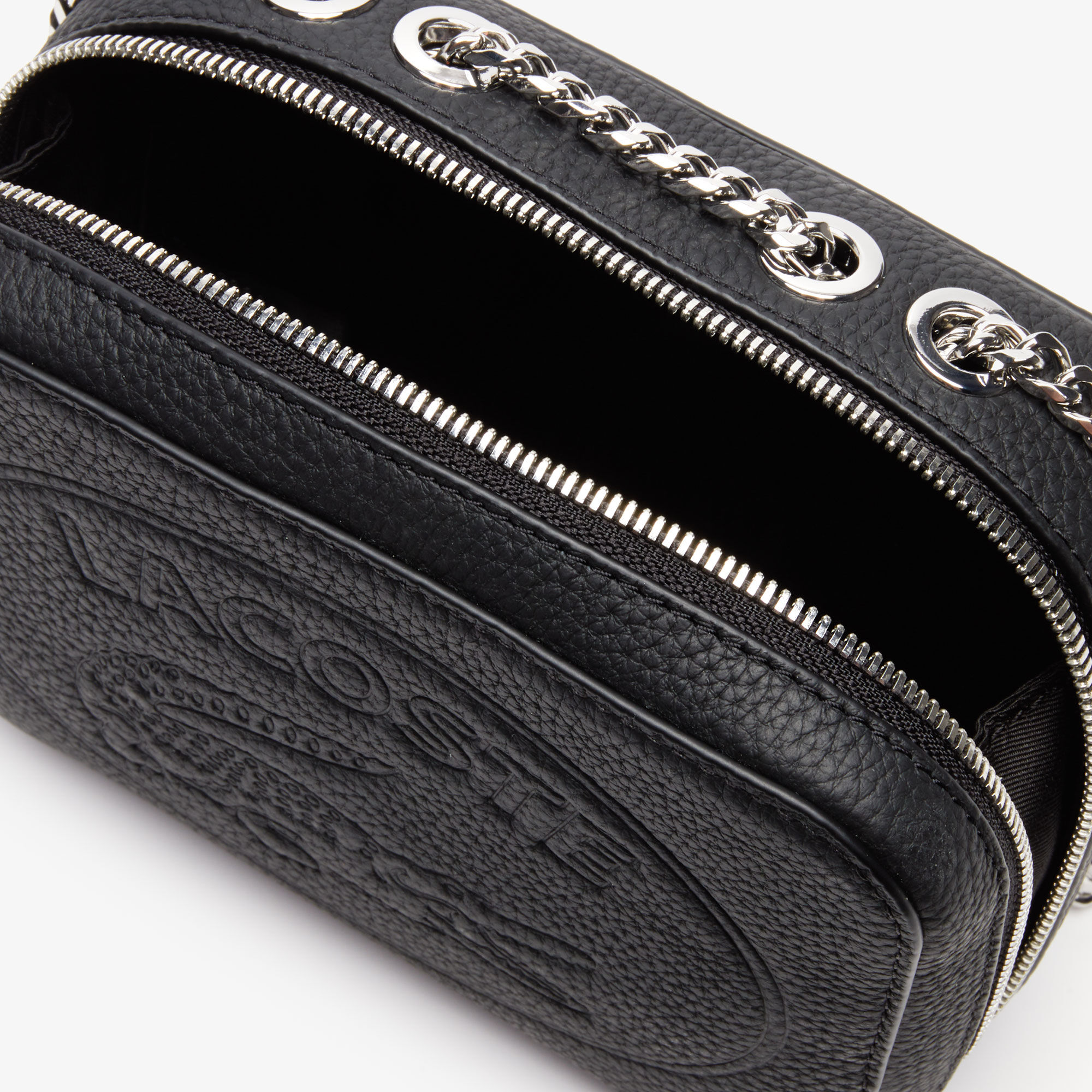 Buy Women s Croco Crew Grained Leather Zip Shoulder Bag Lacoste SA