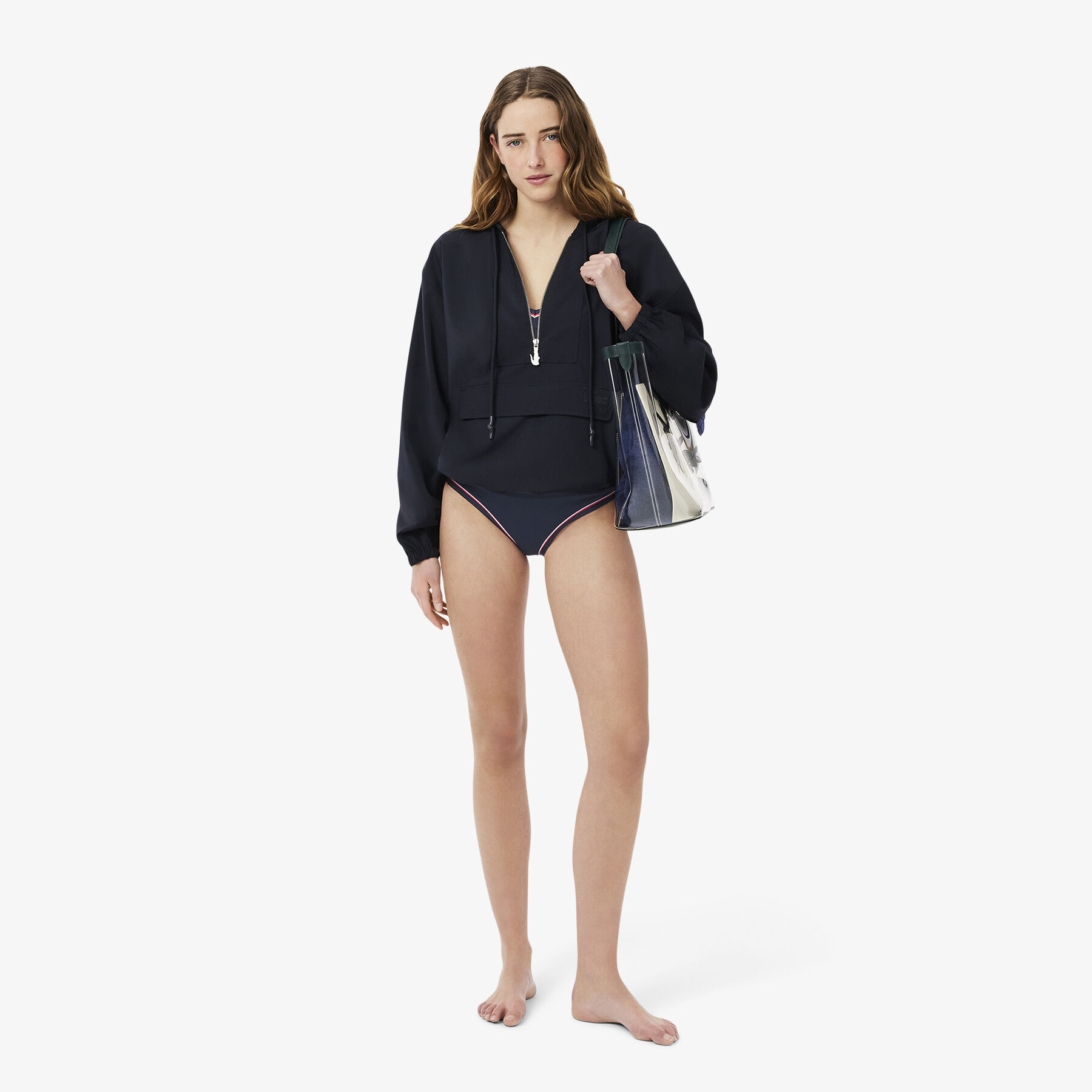 lacoste trim accent swim top