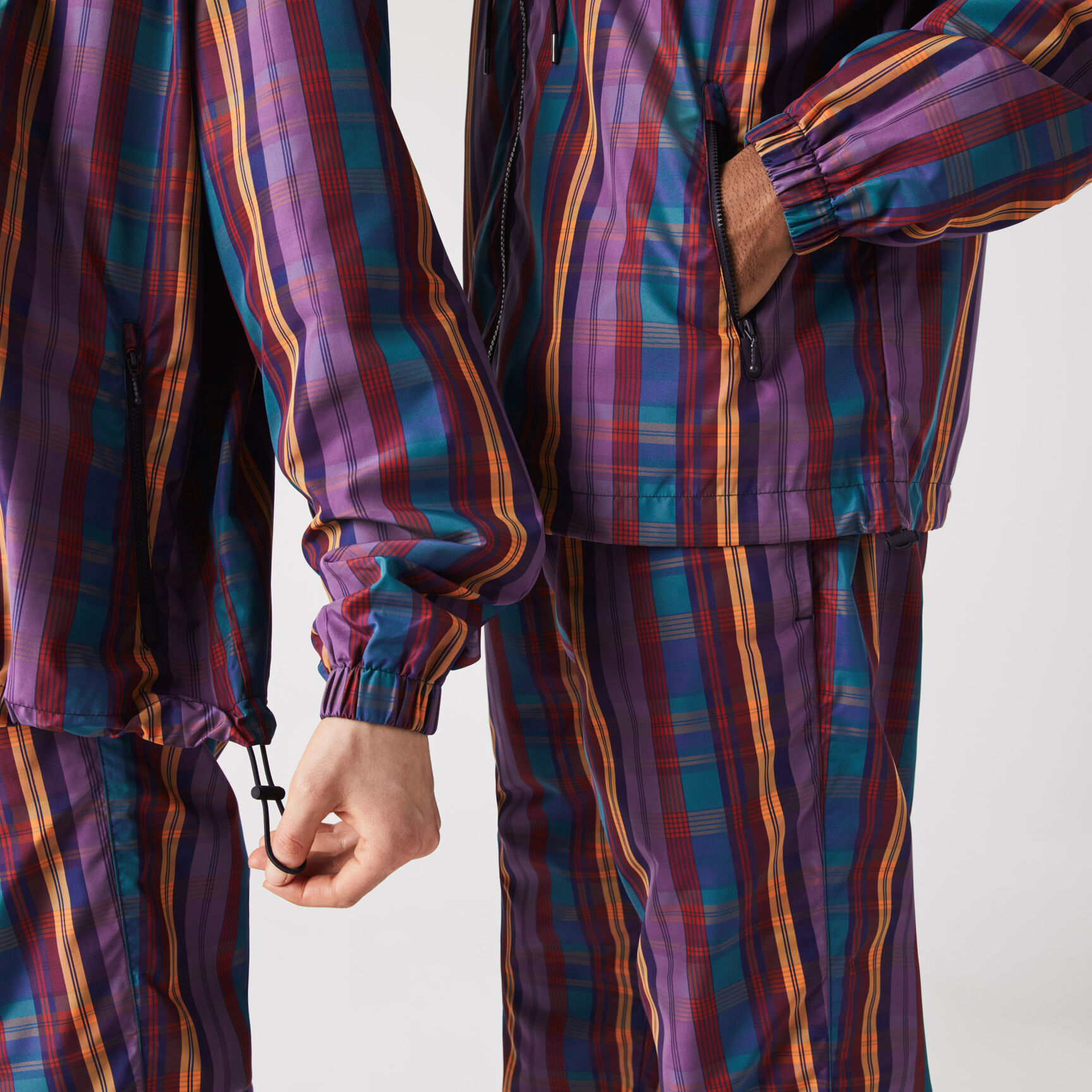 سترة واقية من الرياح كاروهات بسحاب للجنسين مجموعة Lacoste LIVE سترة واقية من الرياح كاروهات بسحاب للجنسين مجموعة Lacoste LIVE