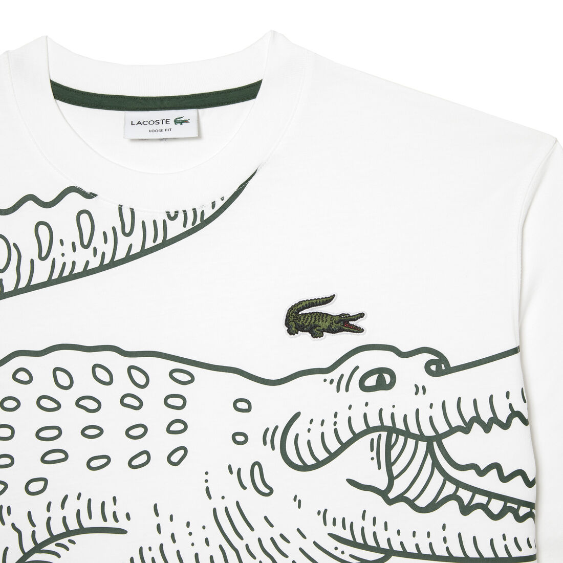 Men's Lacoste Round Neck Loose Fit Crocodile Print T-shirt Men's Lacoste Round Neck Loose Fit Crocodile Print T-shirt