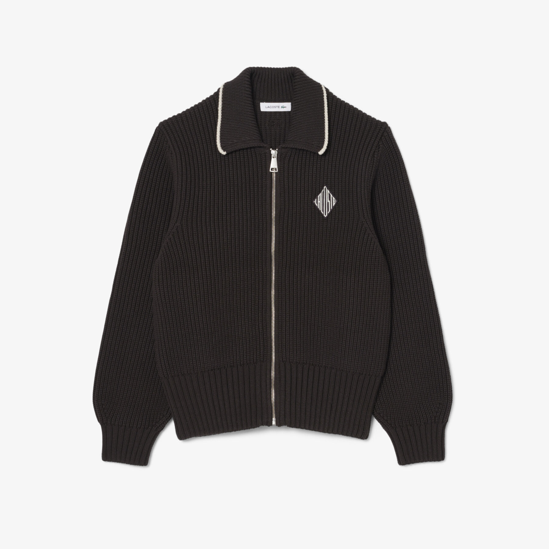 Zipped Cotton Badge Accent Sweater lacoste zipped cotton badge accent sweater