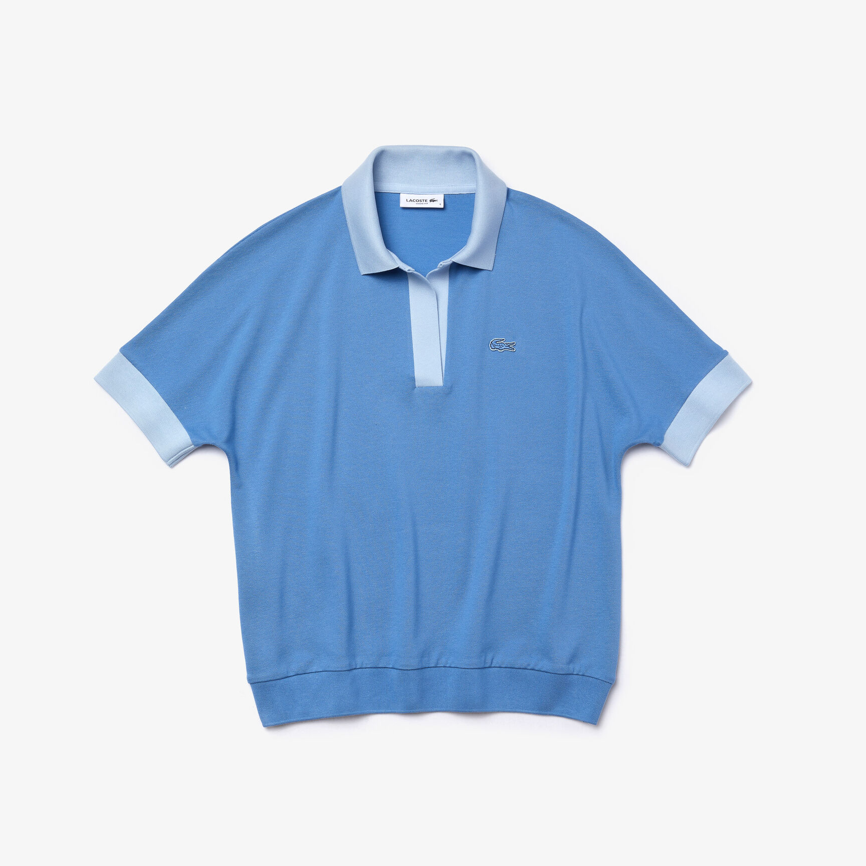 Women’s Lacoste Loose Fit Open Collar Flowing Piqué Polo Women’s Lacoste Loose Fit Open Collar Flowing Piqué Polo