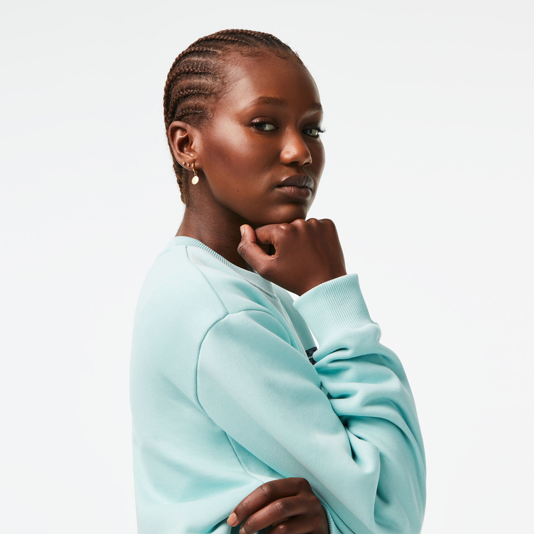 سويت شيرت لاكوست صوف بارز الملمس بطبعة للنساء