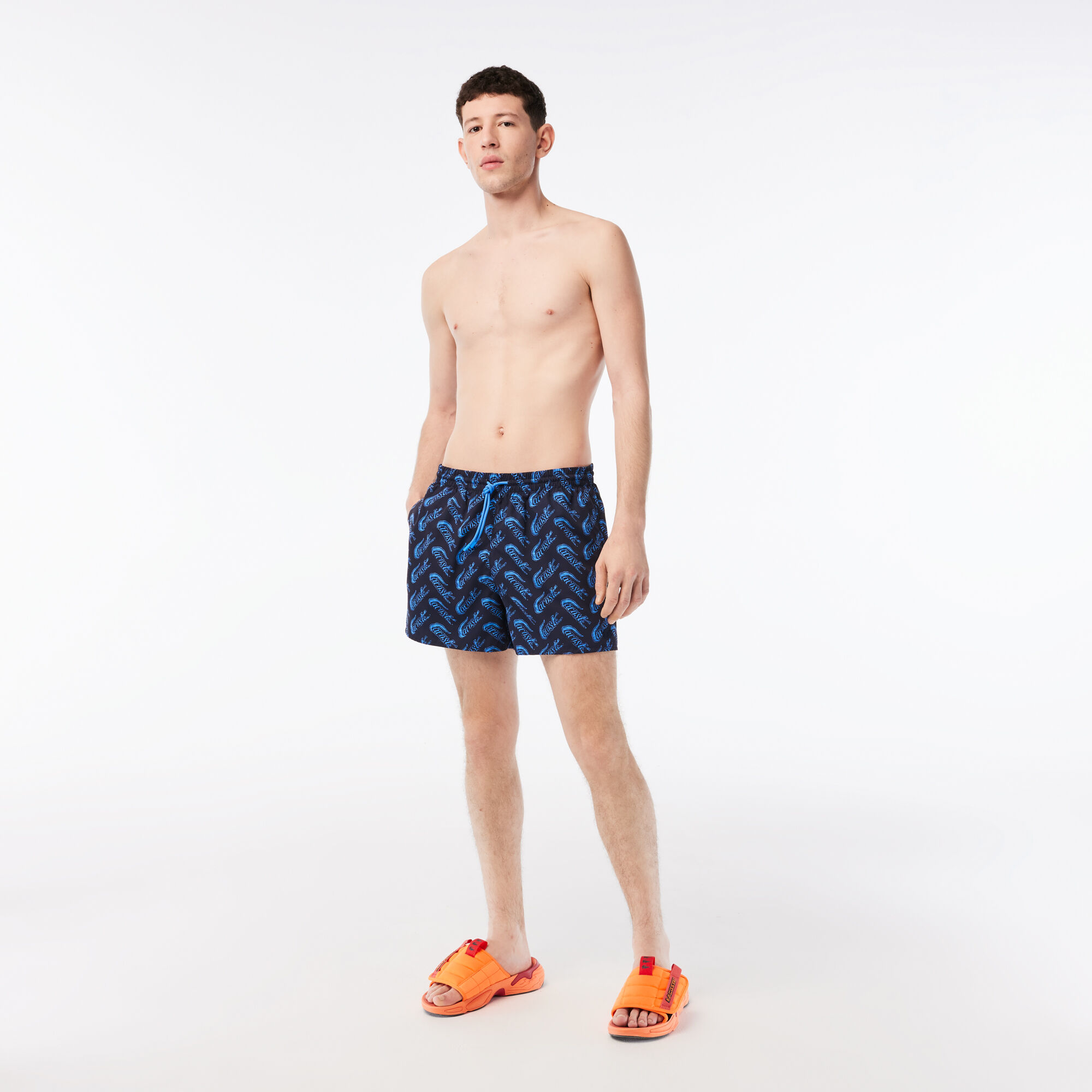 Buy Men s Lacoste Recycled Polyester Print Swim Trunks Lacoste SA