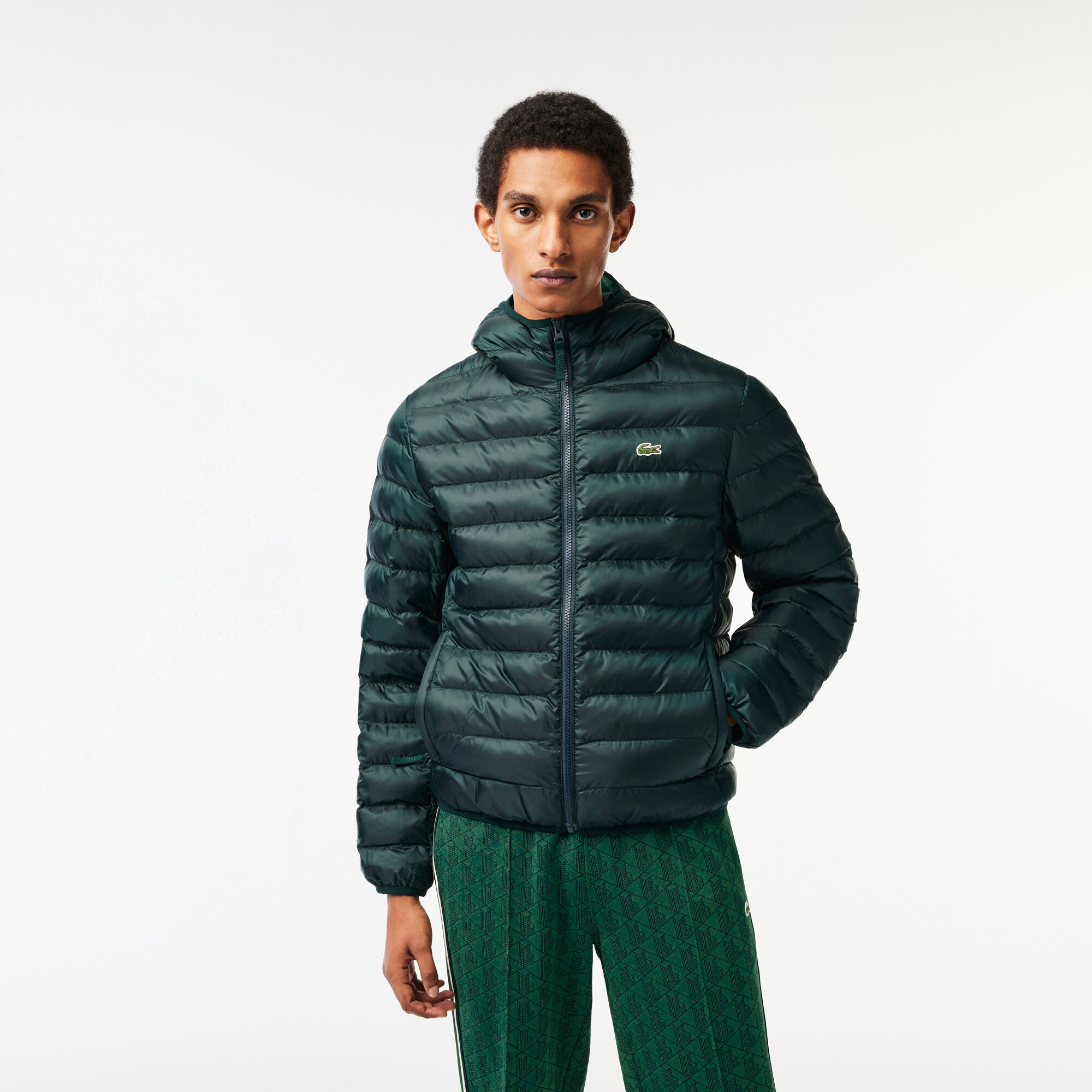 Lacoste classic funnel neck puffer jacket shop