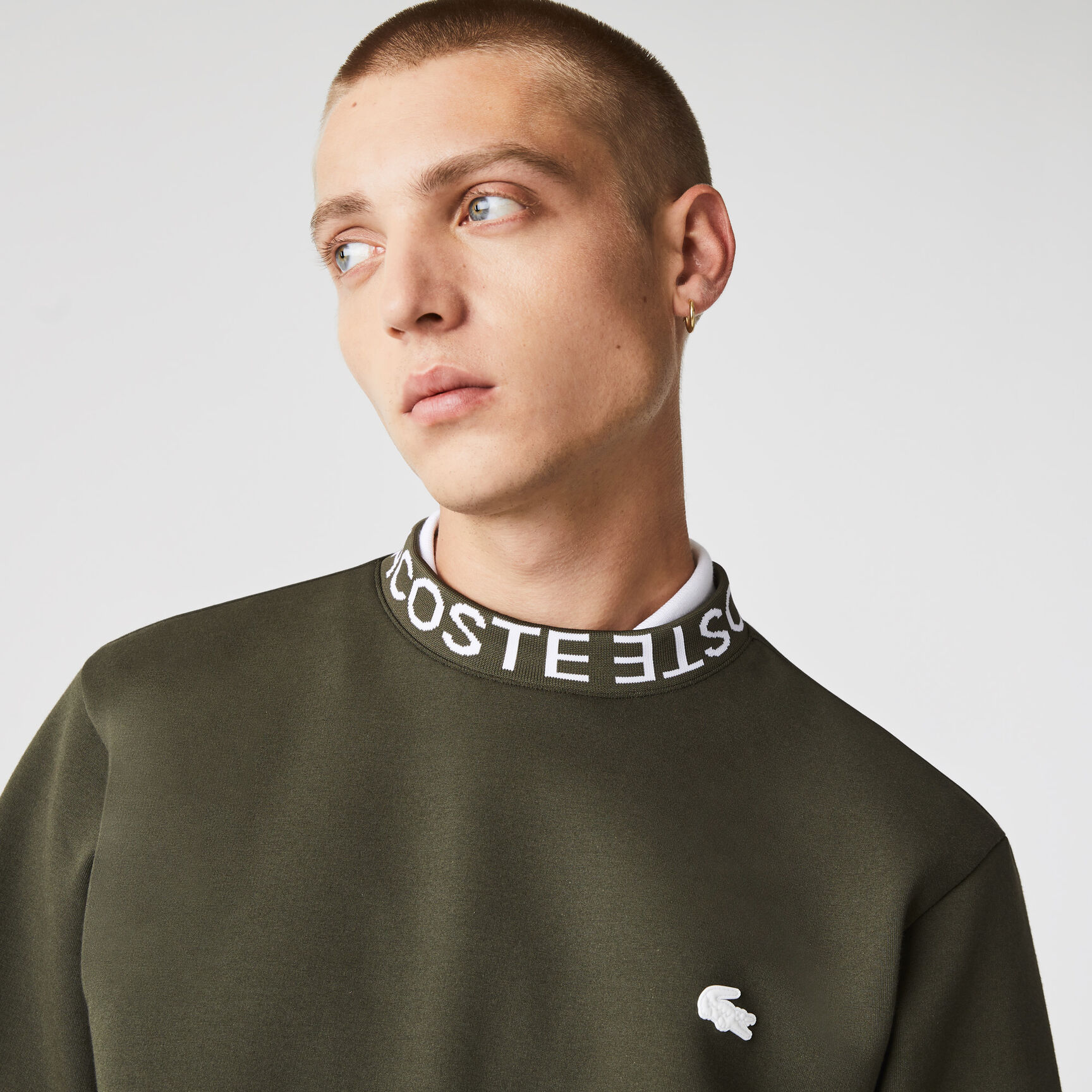 Men’s Lacoste Lettered Crew Neck Cotton Blend Sweatshirt Men’s Lacoste Lettered Crew Neck Cotton Blend Sweatshirt