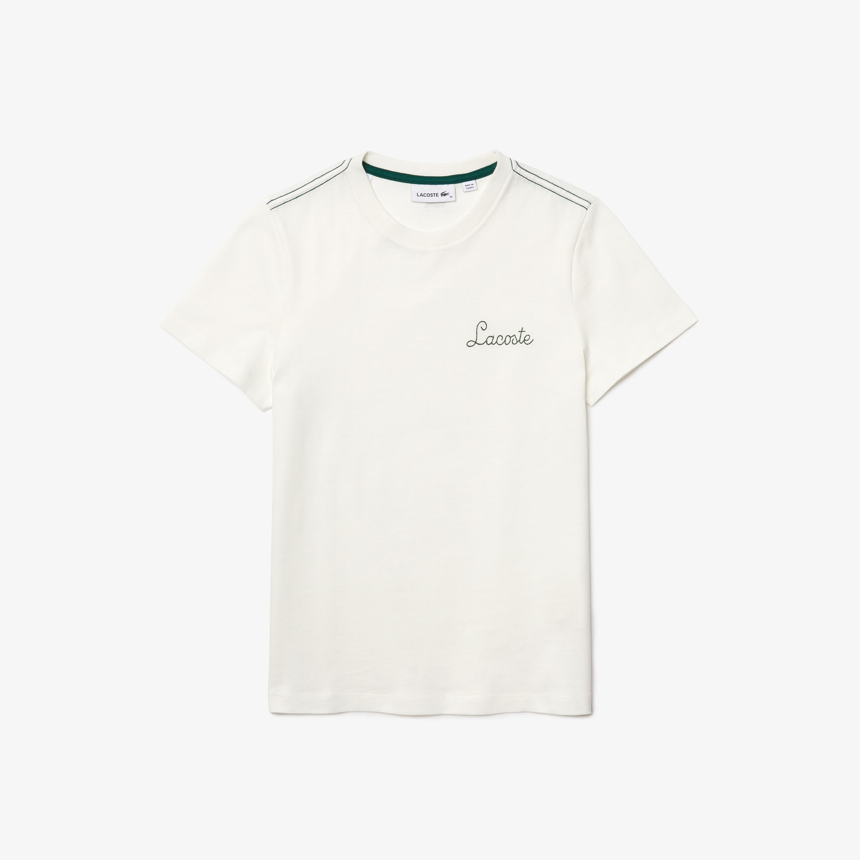 Women's Crew Neck Embroidered Lettering Cotton T-shirt