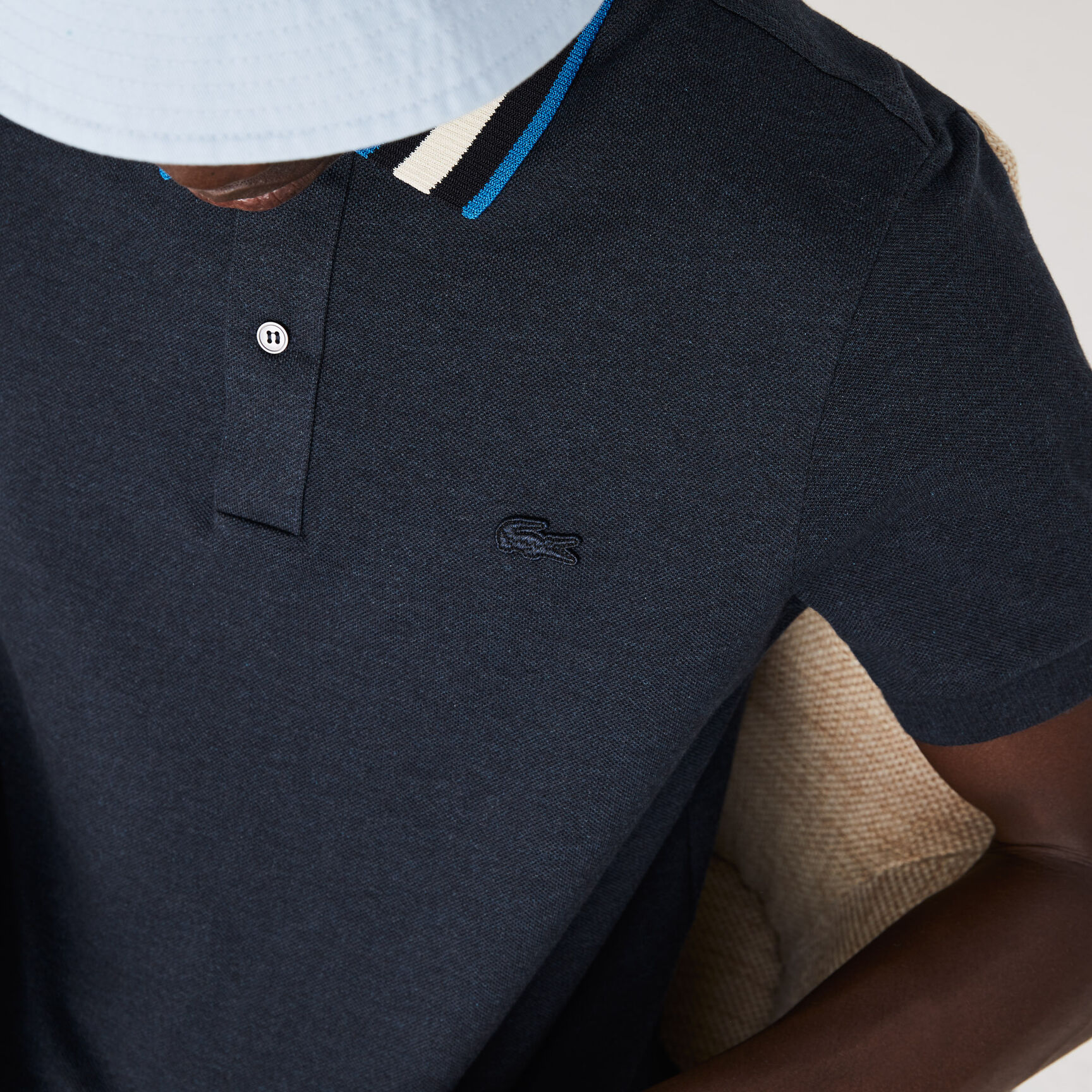 Men’s Lacoste Regular Fit Striped Collar Cotton Piqué Polo Men’s Lacoste Regular Fit Striped Collar Cotton Piqué Polo