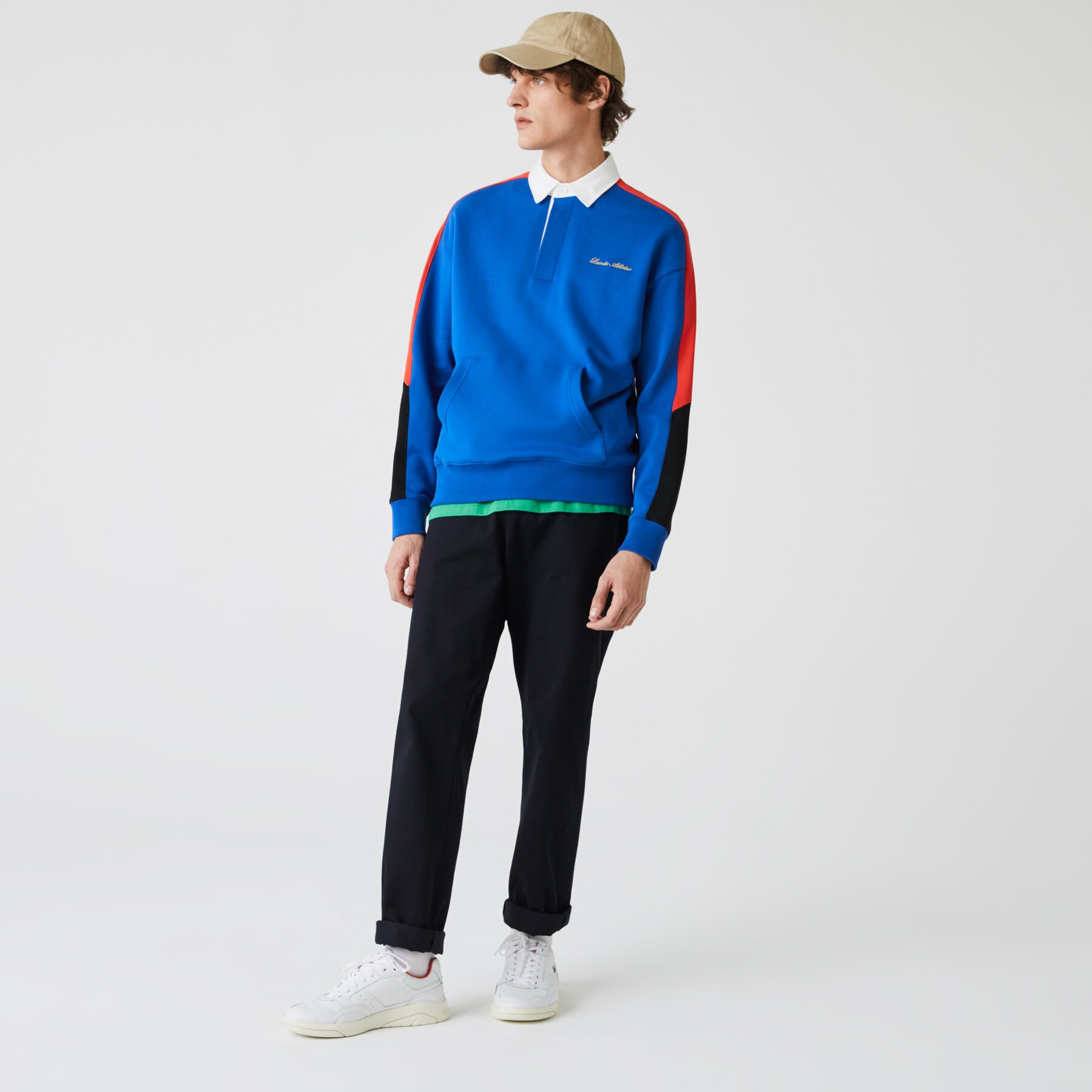 لاكوست سويت شيرت بولو صوف مع كتل لونية مجموعة lacoste live للرجال