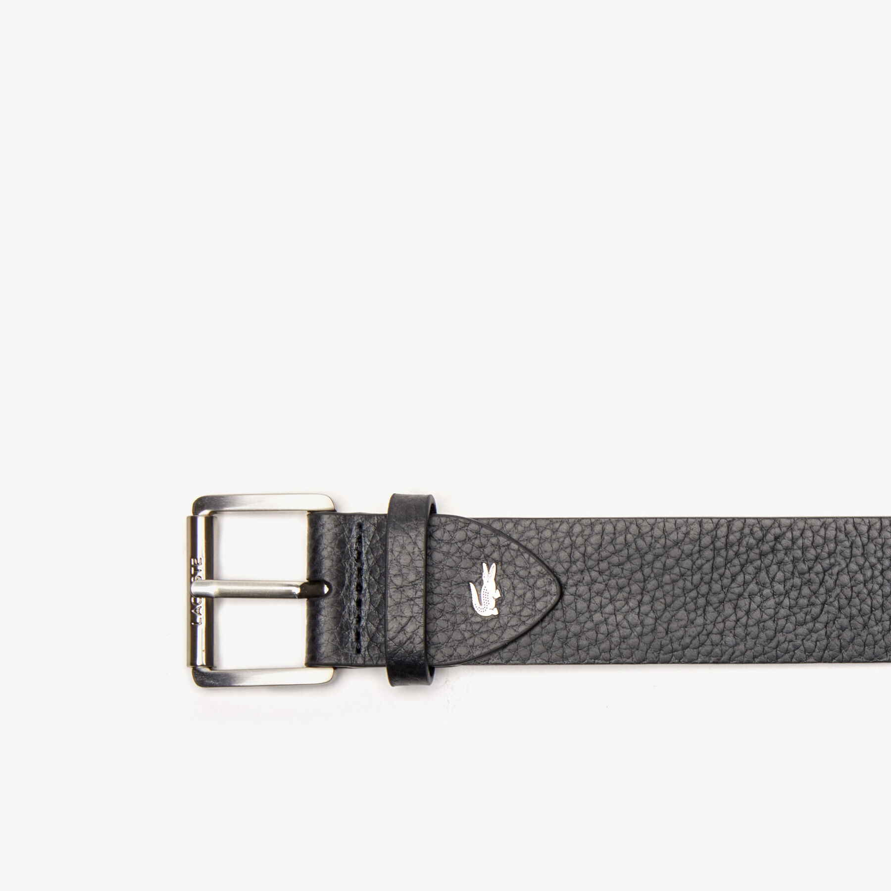 Men's Lacoste Engraved Rolling Buckle Grained Leather Belt men s lacoste engraved rolling buckle grained leather belt