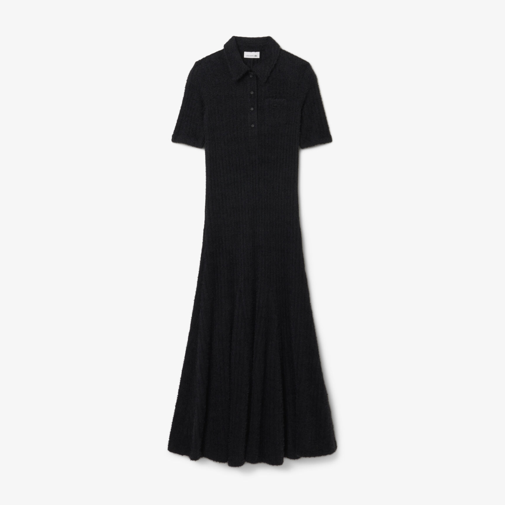 Fuzzy Ribbed Knit Polo Collar Dress Fuzzy Ribbed Knit Polo Collar Dress