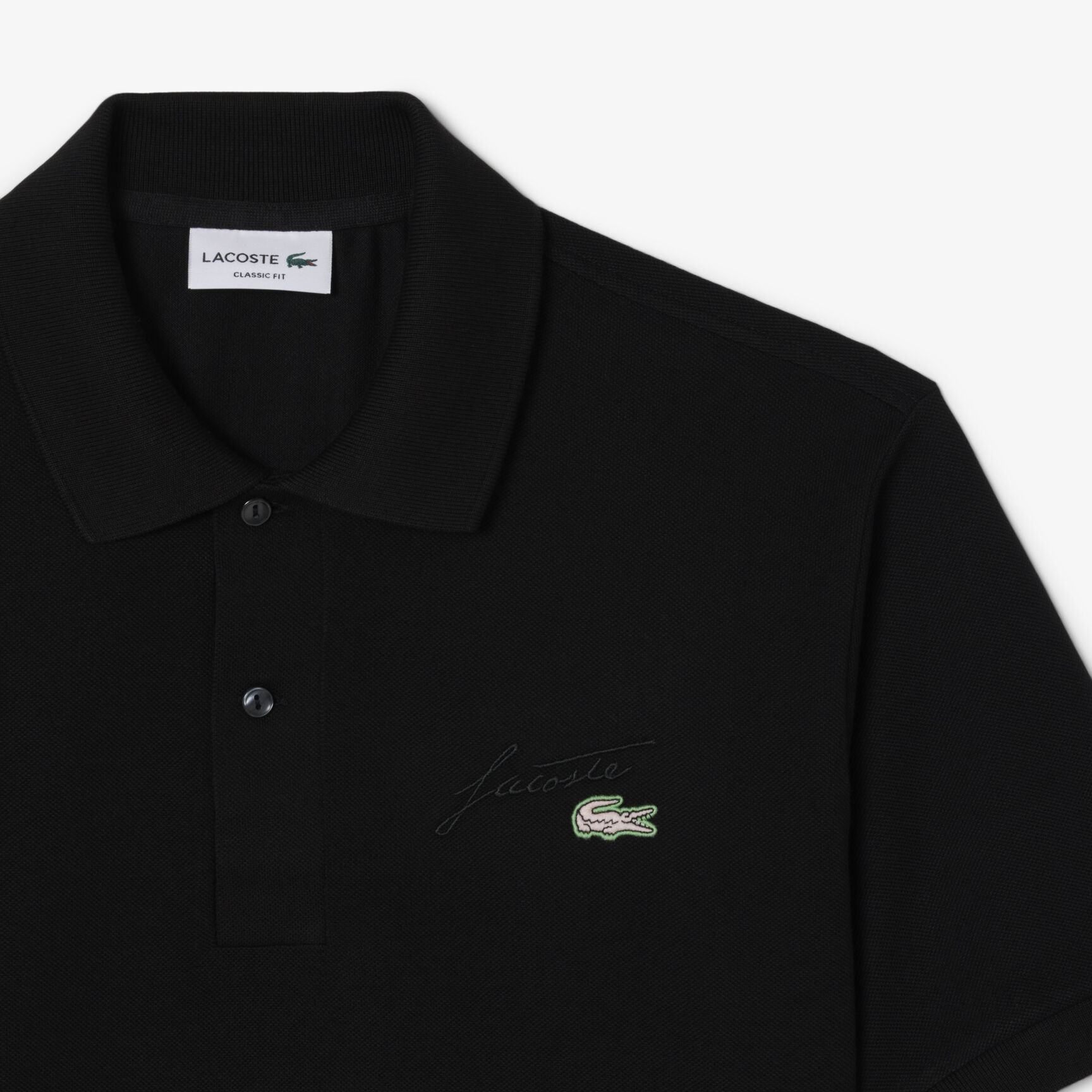 Classic Fit Embroidery Detail Pique Polo Shirt