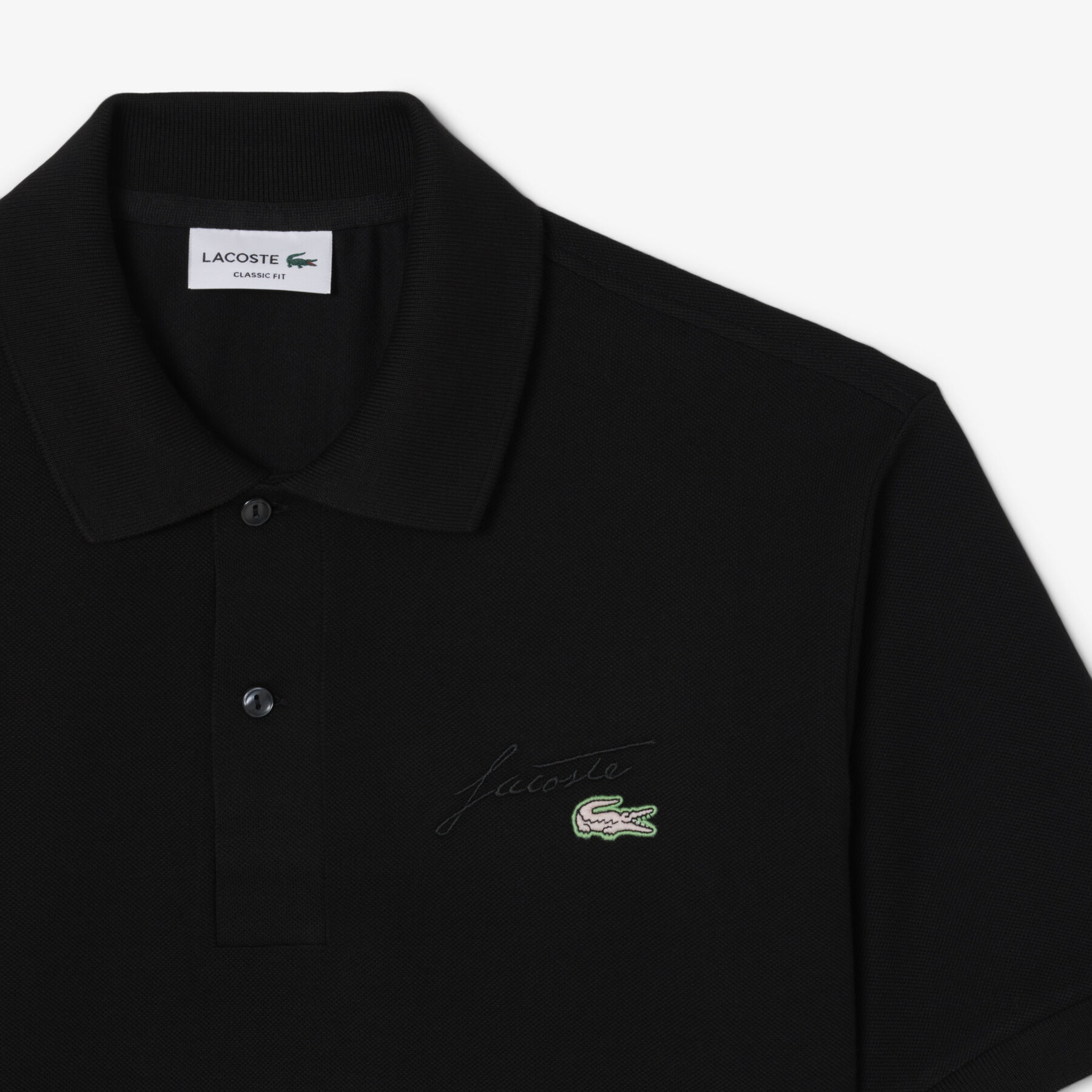 lacoste classic fit embroidery detail pique polo shirt