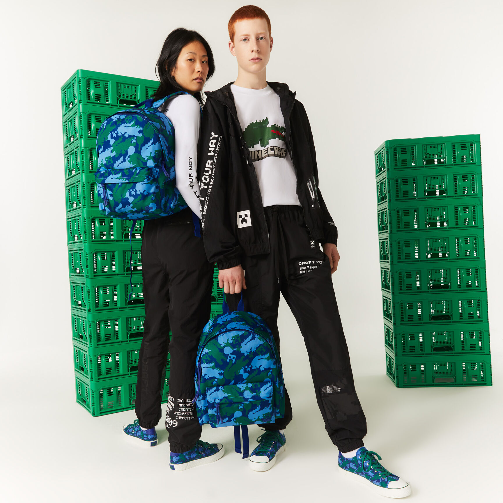 Unisex Lacoste x Minecraft Print Canvas Backpack Unisex Lacoste x Minecraft Print Canvas Backpack
